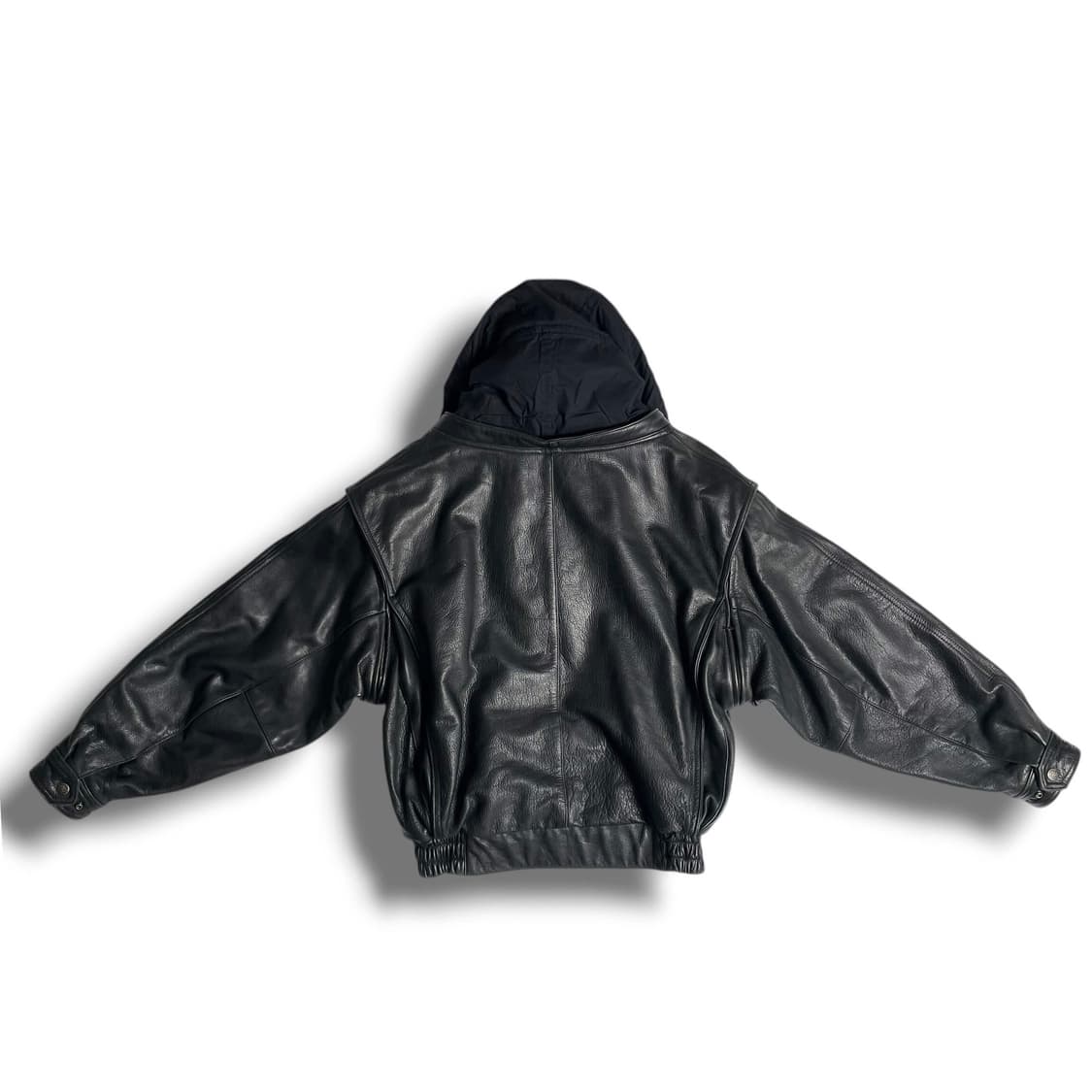 90's robert comstock 소가죽 히든 후드 지퍼 봄버 상품이미지7