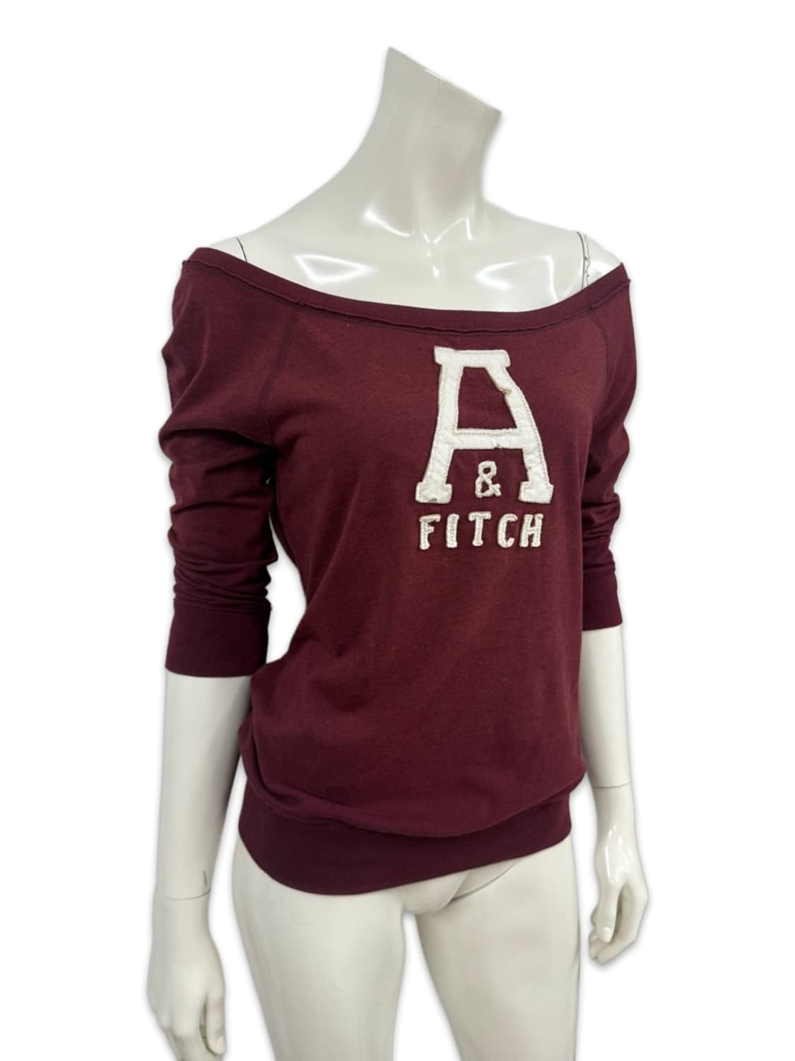 빈티지 아베크롬비 버건디 로고 오프숄더 상품이미지1