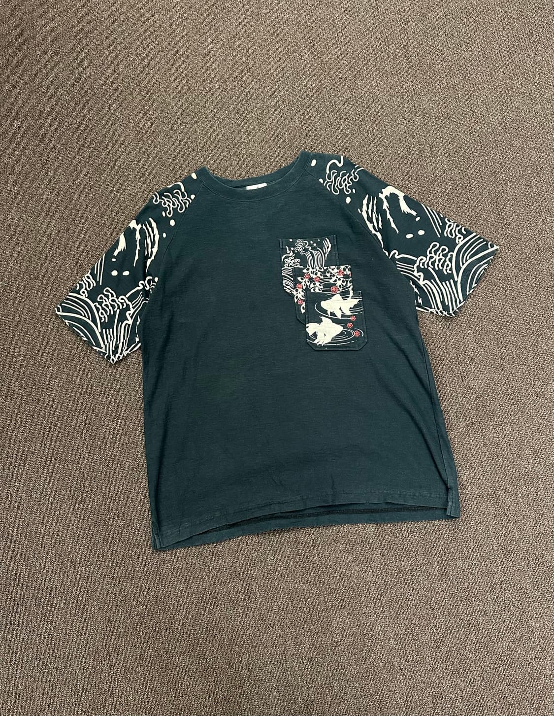 XL)카라쿠리 타마시 빈티지 오리엔탈 프린팅 포켓 반팔 상품이미지1