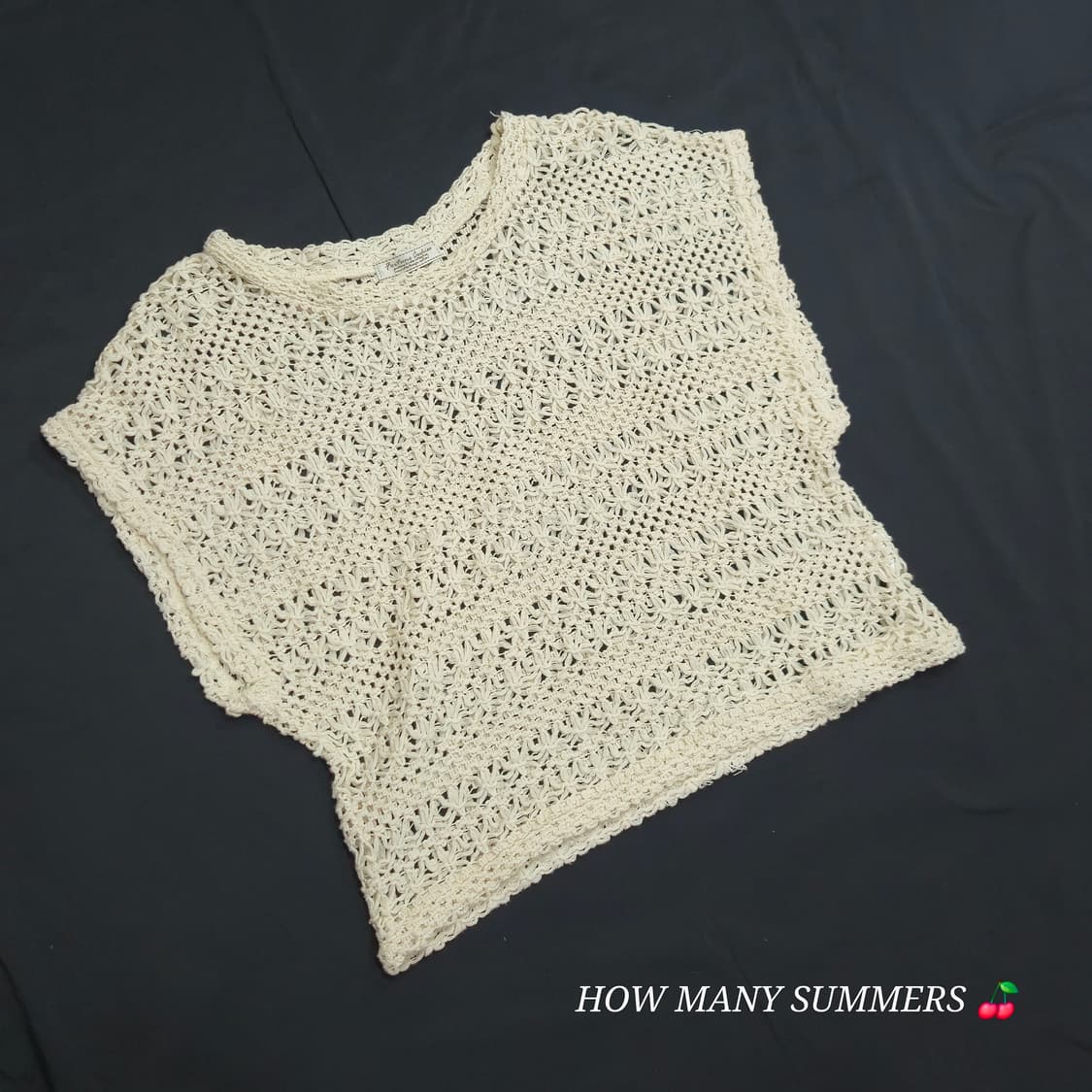 ​일본 빈티지 크로쉐 니트 조끼 펀칭 레이스 반팔 탑 여름 레이어드 뷔스 상품이미지2