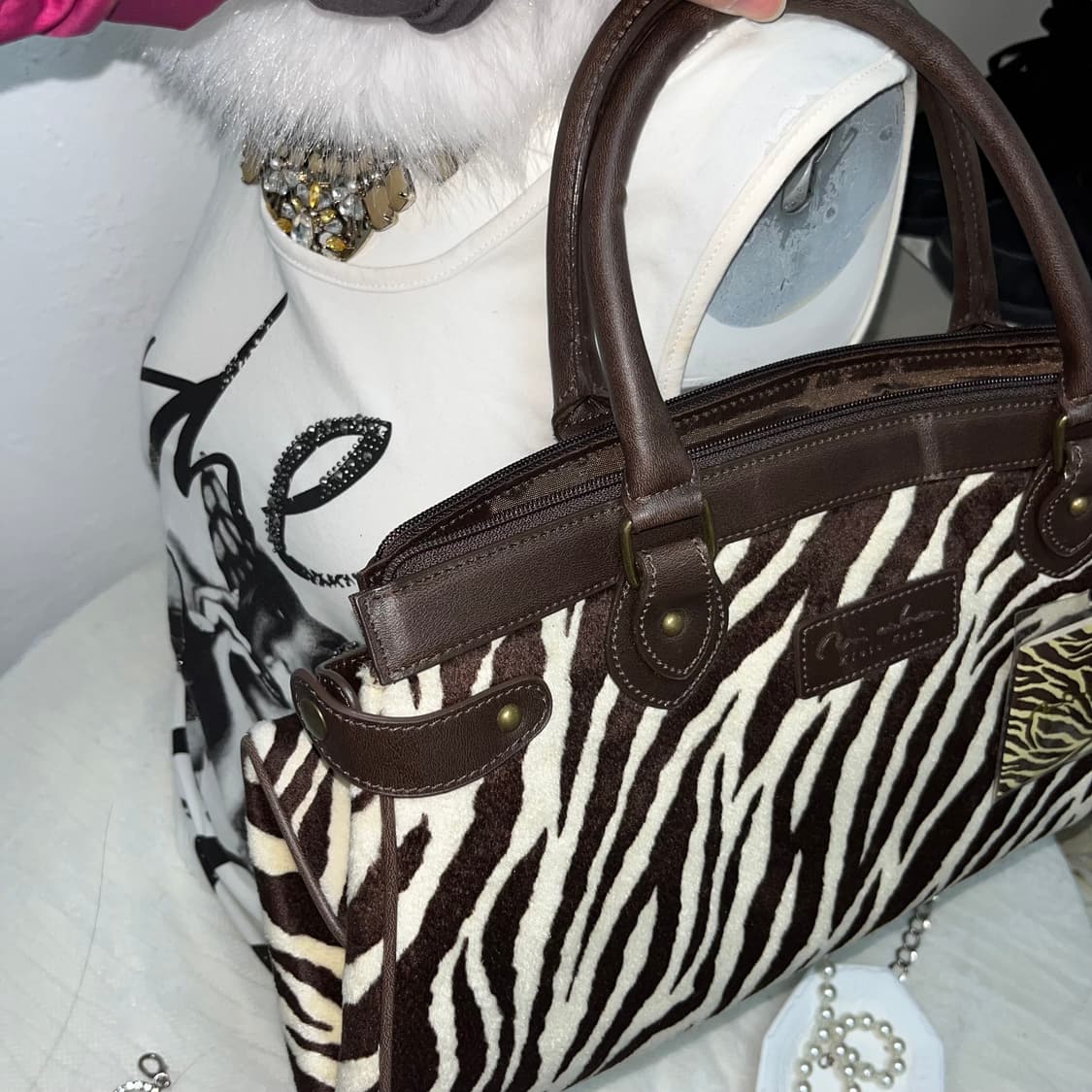 빈티지 송치 지브라 숄더백 상품이미지4
