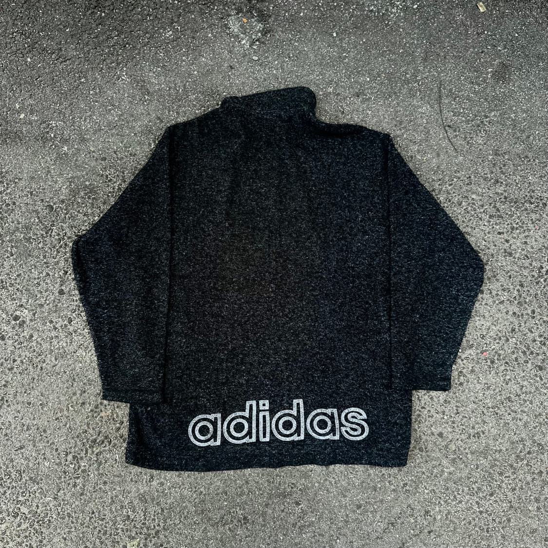 90s 아디다스 올드스쿨 스펠아웃 오버핏 차콜 후리스 점퍼 XL 상품이미지1