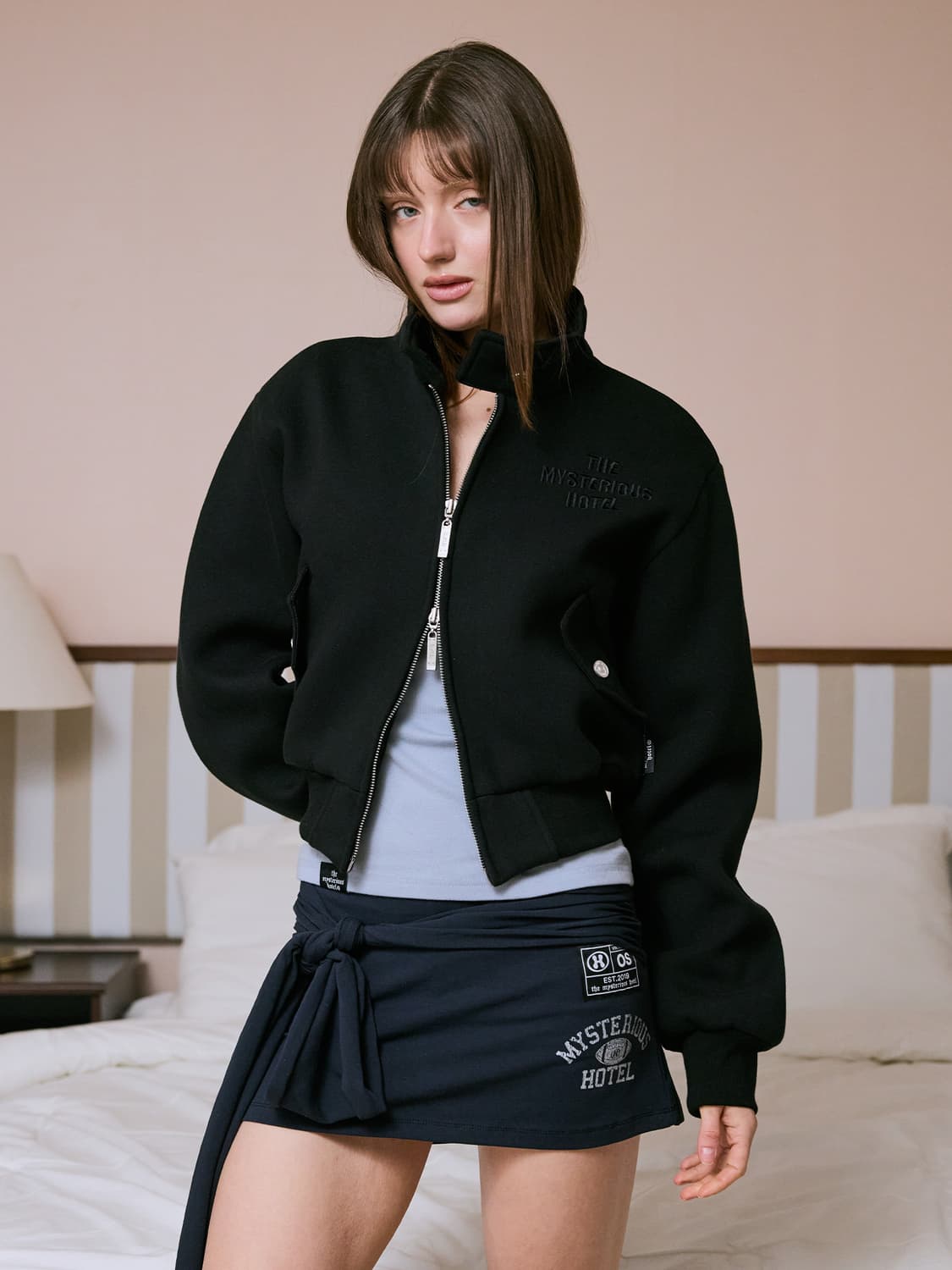 미스테리어스호텔 cropped bomber jacket 크롭 봄버 자켓 상품이미지1