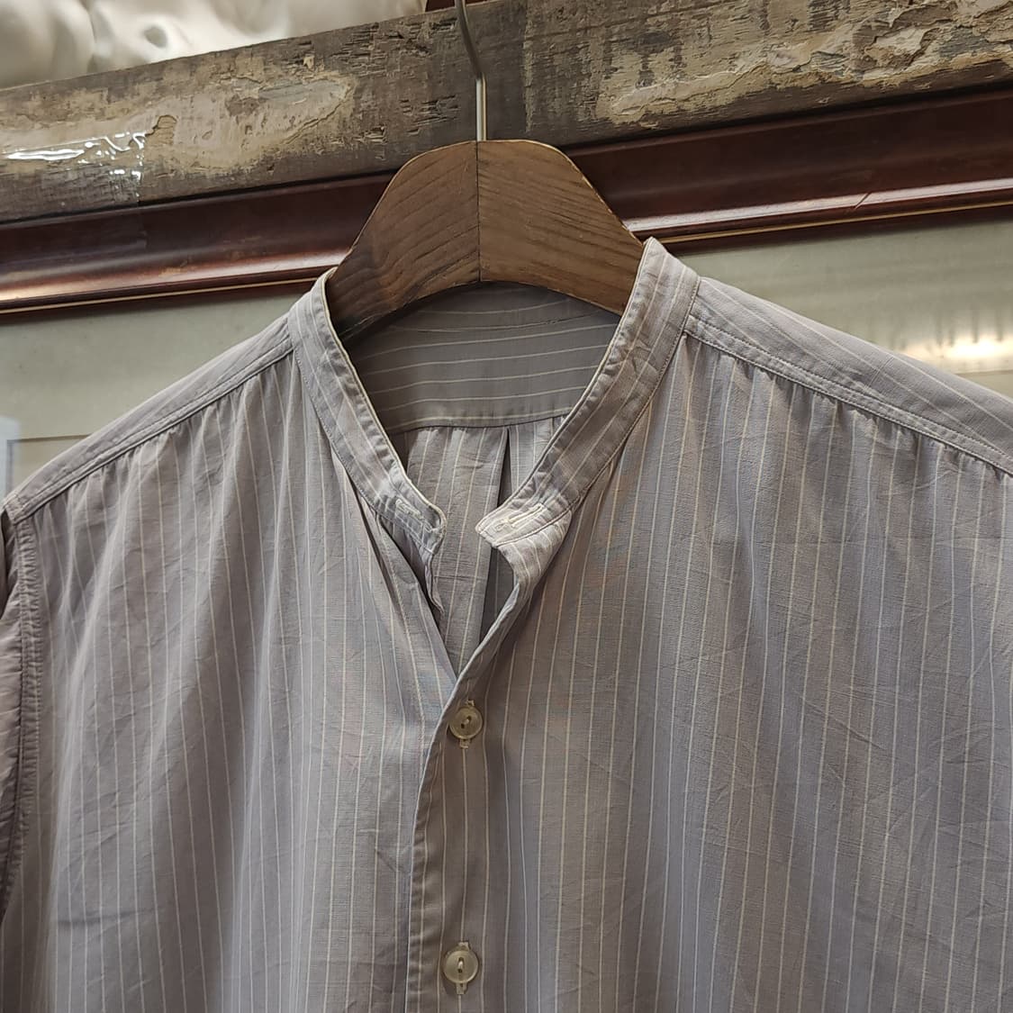 60s 프랑스 워크셔츠 가드너 빈티지 셔츠 퍼플 롱 튜닉 셔츠 s 상품이미지5