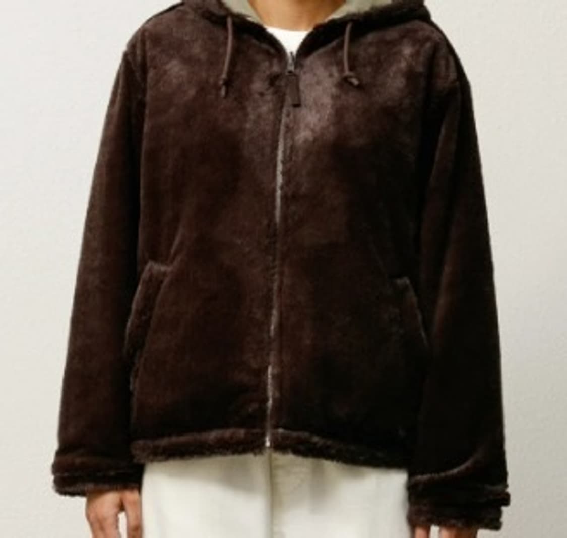 XXL) 스투시 리버서블 후드 퍼 재킷 브라운 상품이미지7