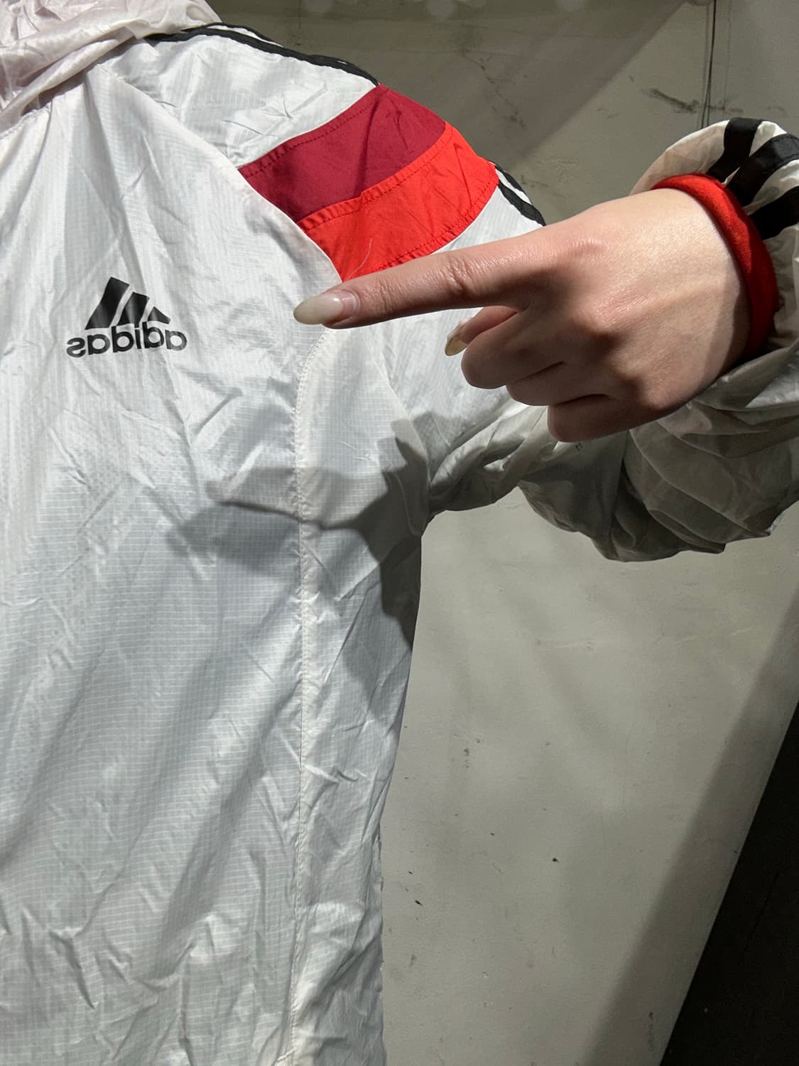 아디다스 화이트 블랙 삼선 대대장 독일 화이트 축구팀 바람막이 자켓 95 상품이미지4