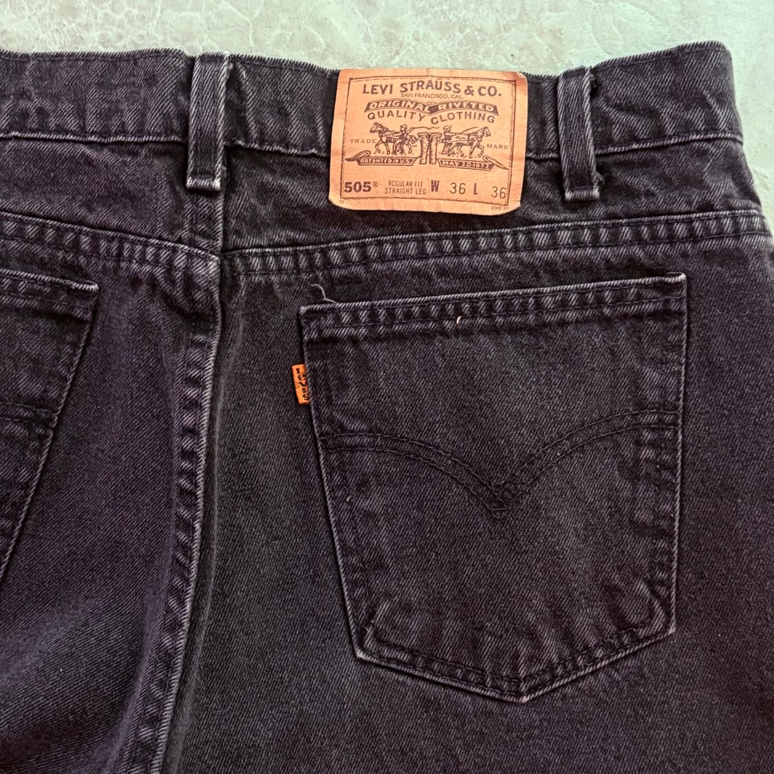 [36/36] USA 리바이스 505 오렌지탭 orange 흑청 블랙 상품이미지5