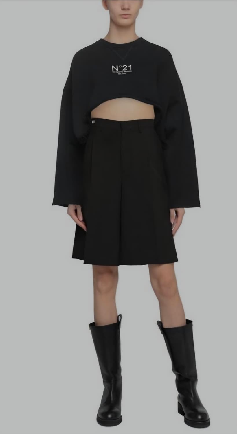 N°21 누메로벤티우노 블랙 크롭 컷오프 스웻셔츠 S 상품이미지1