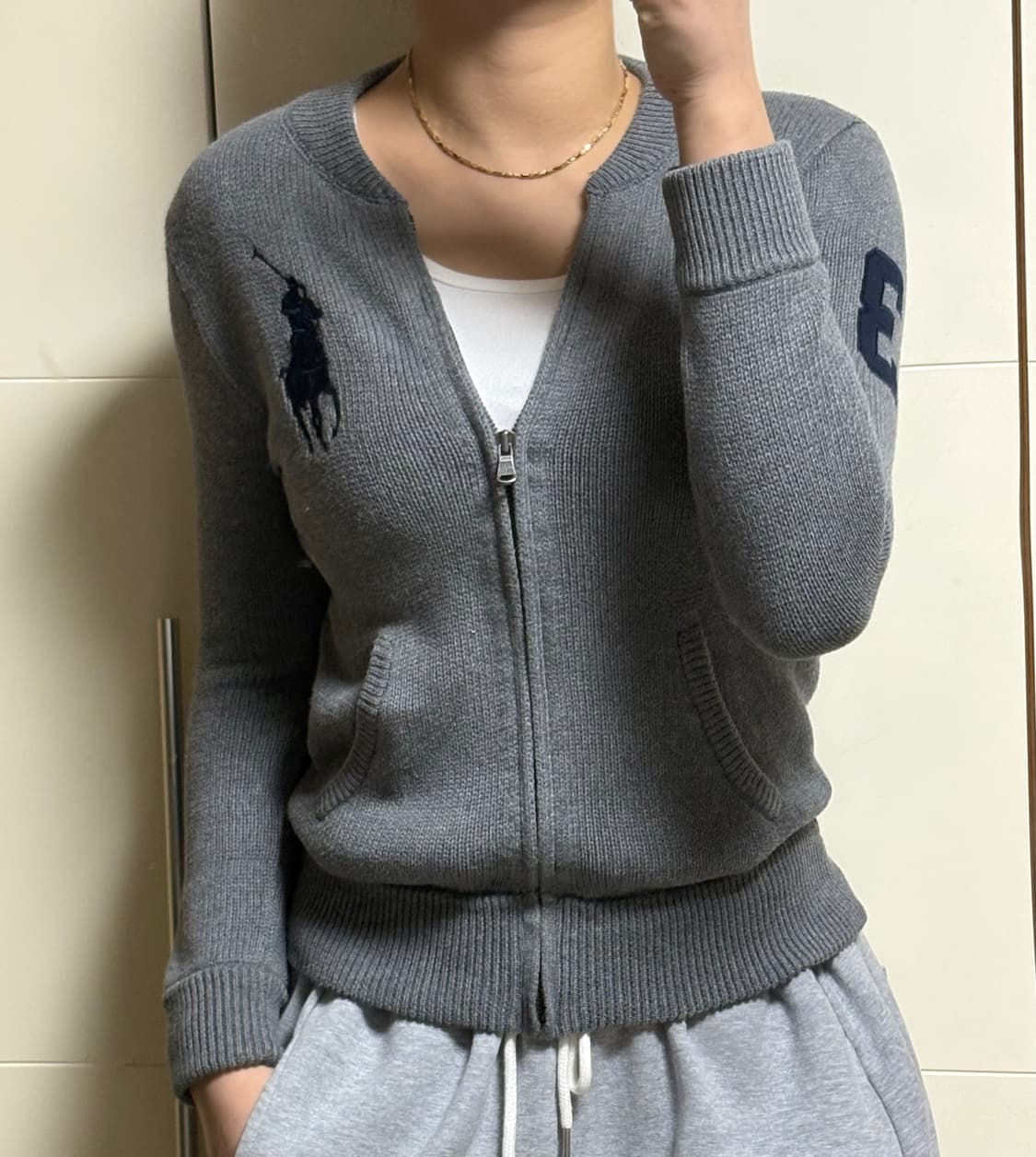 폴로 랄프로렌 빅포니 그레이 니트 집업  상품이미지1