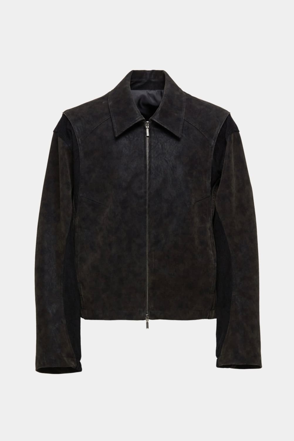 [L] 쿠어 믹스드 스웨이드 파이핑 점퍼 (블랙브라운) 상품이미지1