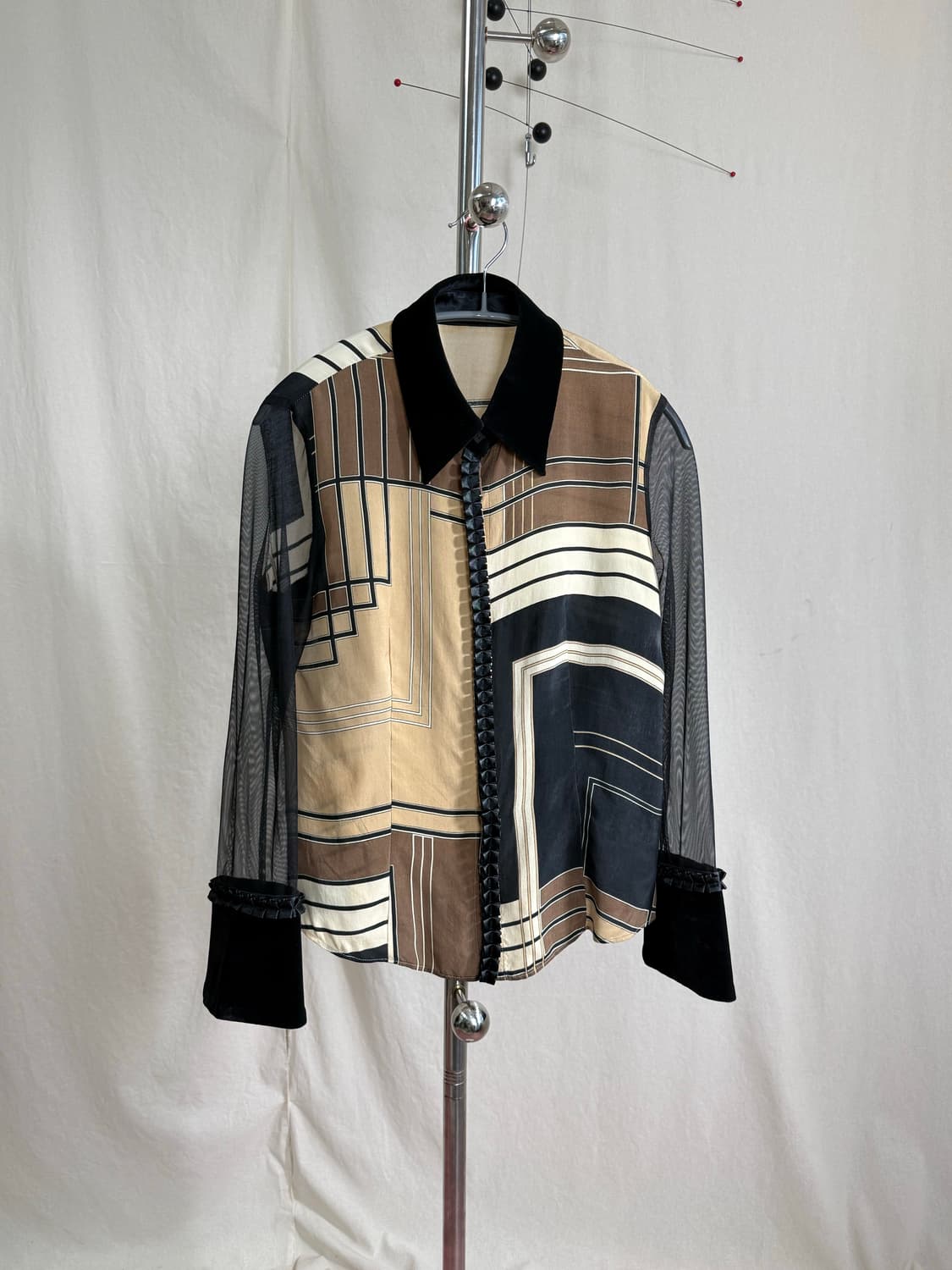 Pride 시스루 벨벳 블라우스 상품이미지4