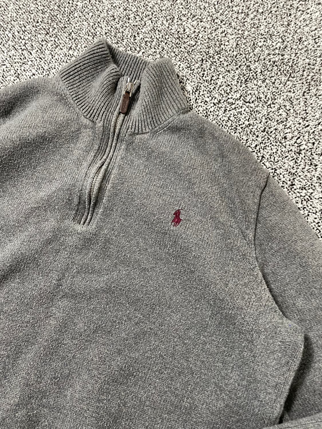 빈티지9. 폴로랄프로렌 아노락 하프집업 봄 니트 그레이 니트 스웨터 상품이미지2