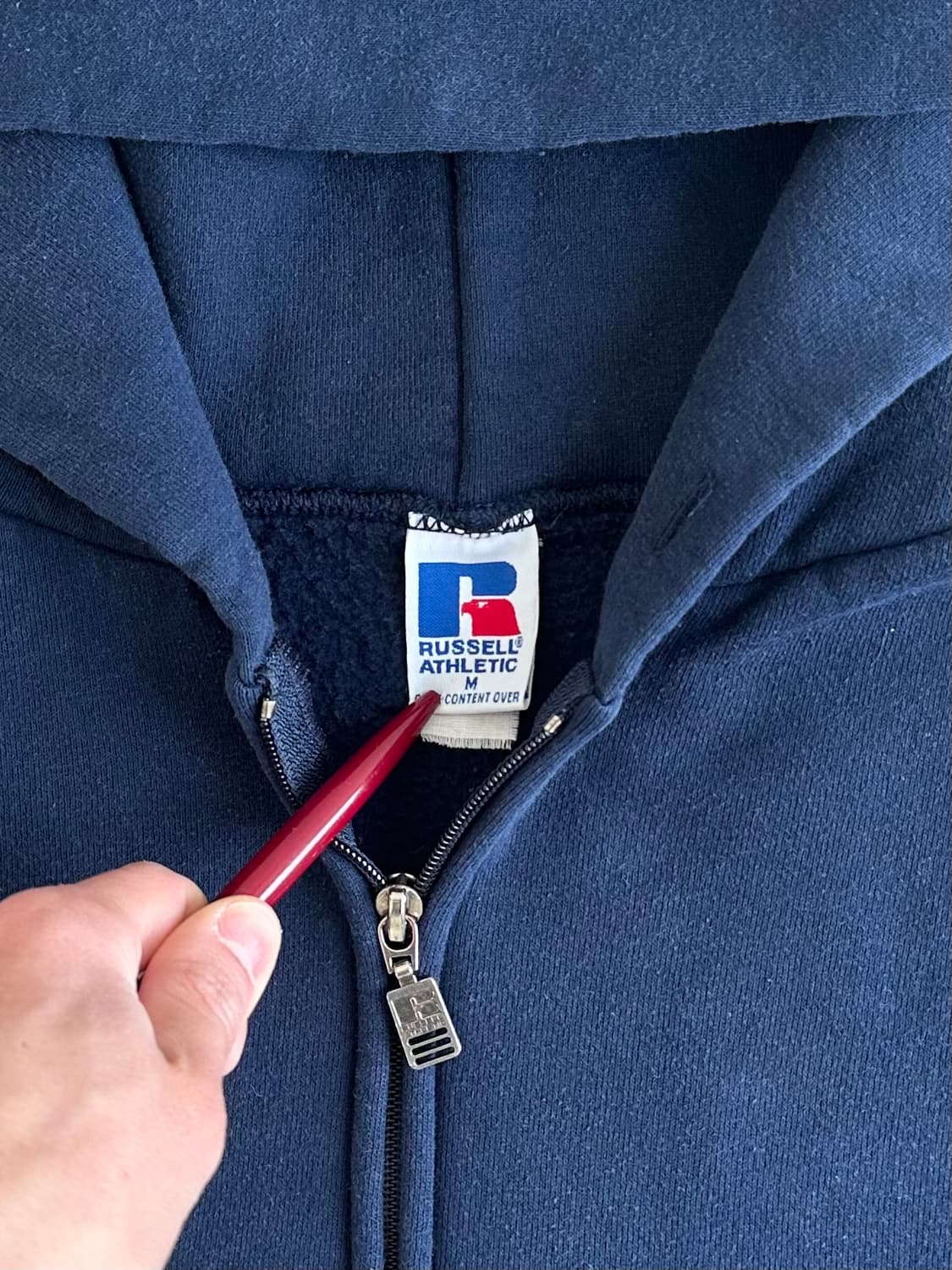 90s 빈티지 러셀 후드집업 네이비 M  상품이미지6