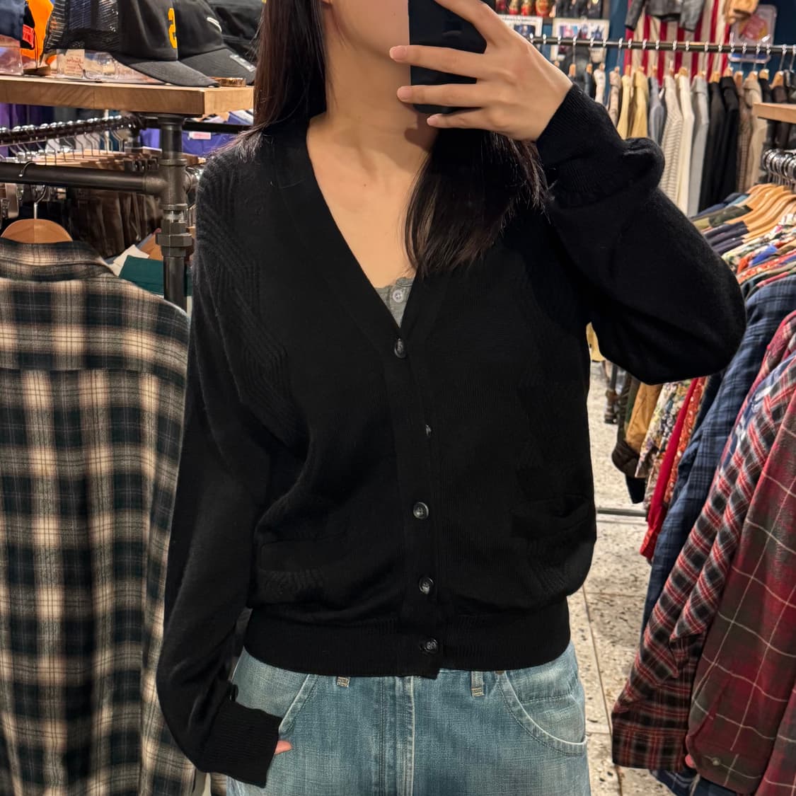 Jack Nicklaus 잭니클라우스 블랙 꼬임 루즈핏 가디건 상품이미지1