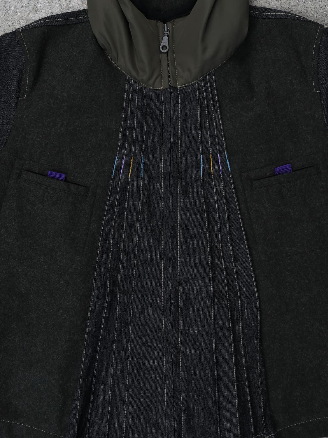 M.F.G Mixed Fabric Pleated Hooded Jacket 상품이미지4