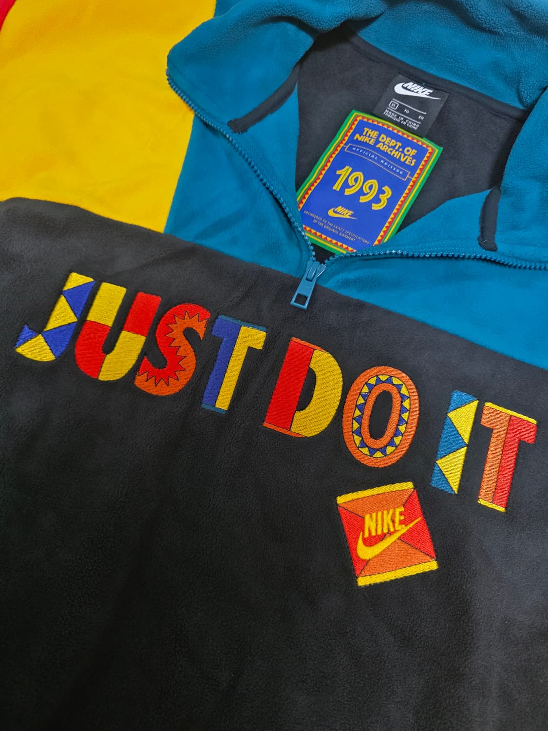 나이키 아카이브 1993 리이슈 컬러블럭 쿼터집업 플리스 XL 상품이미지4