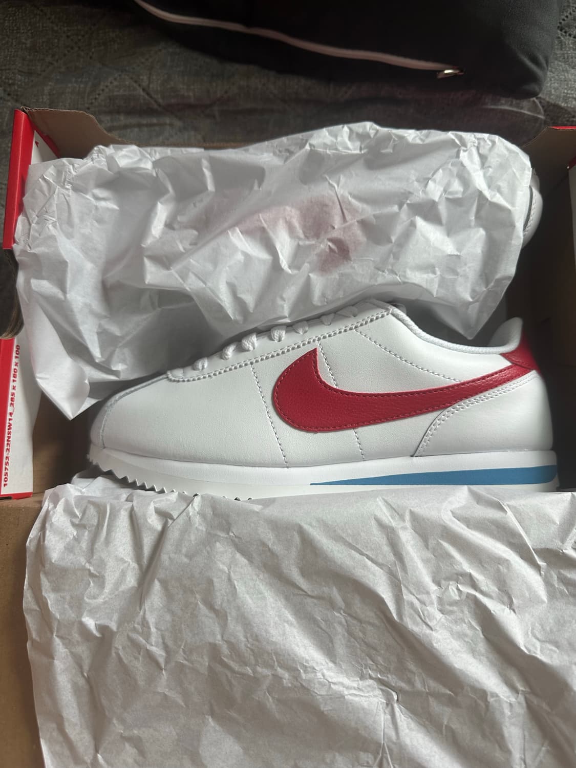 W 나이키 코르테즈 레더 화이트  바시티레드 상품이미지1