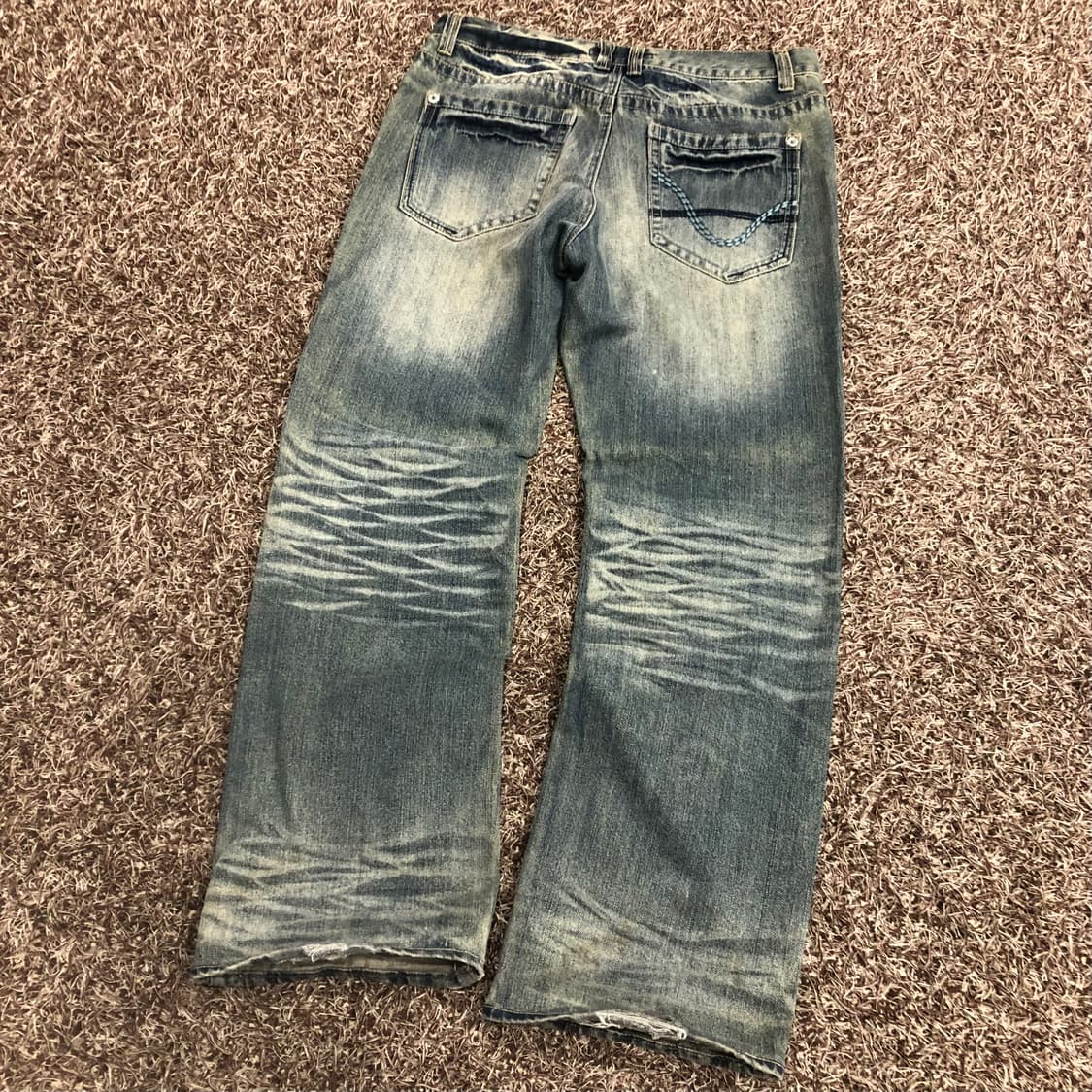 빈티지 데미지 워시드 디스트로이드 데님 팬츠 상품이미지4