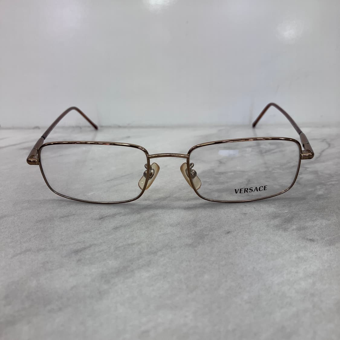 D22 베르사체 VERSACE 빈티지 골드 슬림 스퀘어 메탈테 안경 상품이미지6