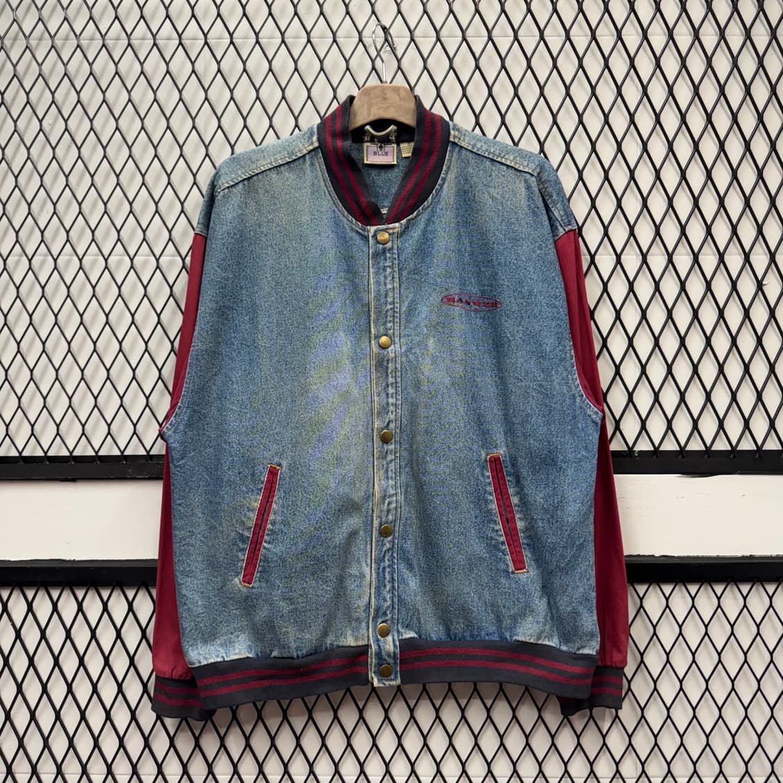 USA VTG 90s 빈티지 데님 바시티 레드 배색 워크 자켓 상품이미지1