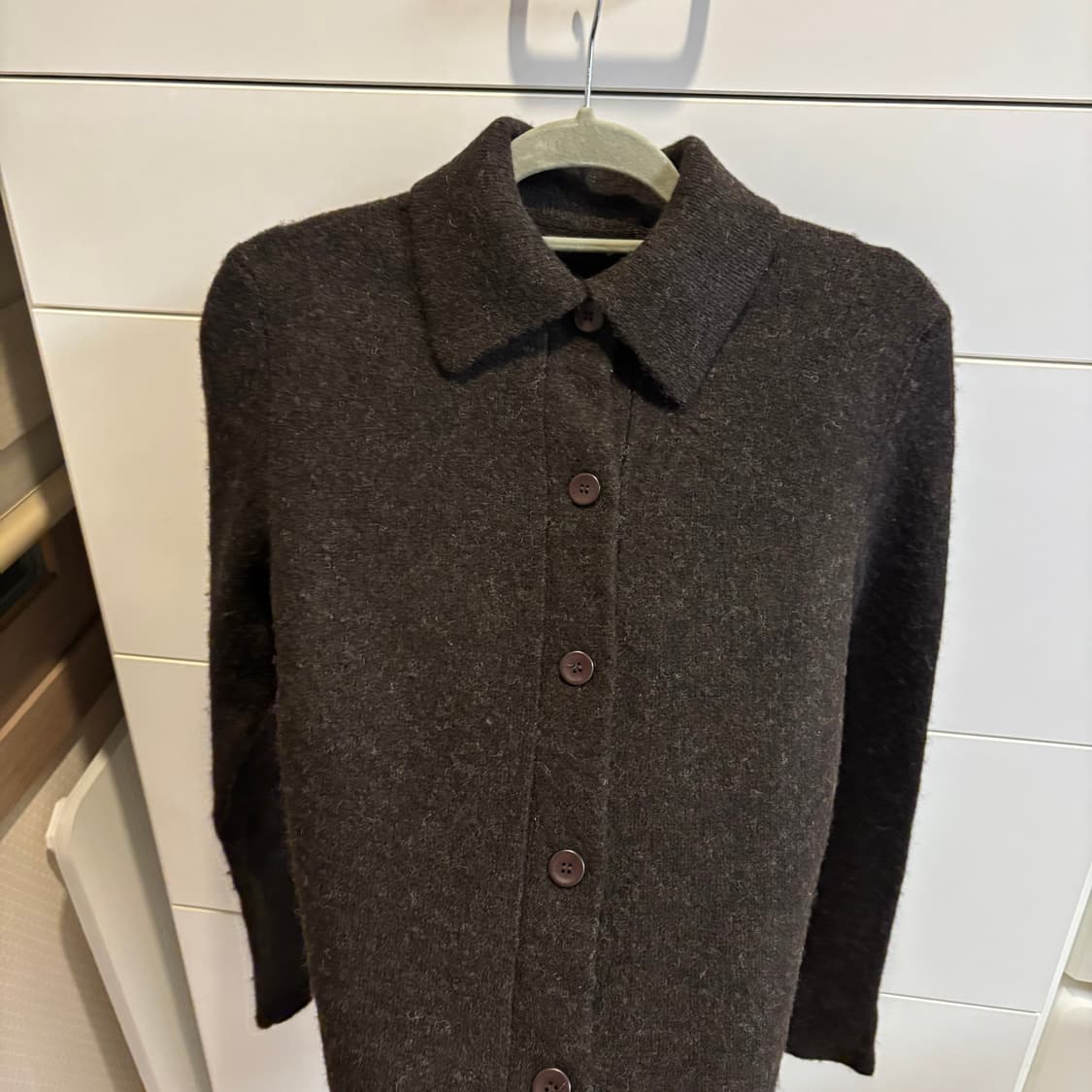 kiyoko takase 울 100% 브라운 니트 가디건 상품이미지5