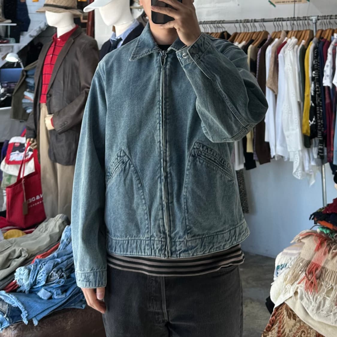(착용컷) GU 데님 집업 자켓 (남성용 103) 상품이미지3