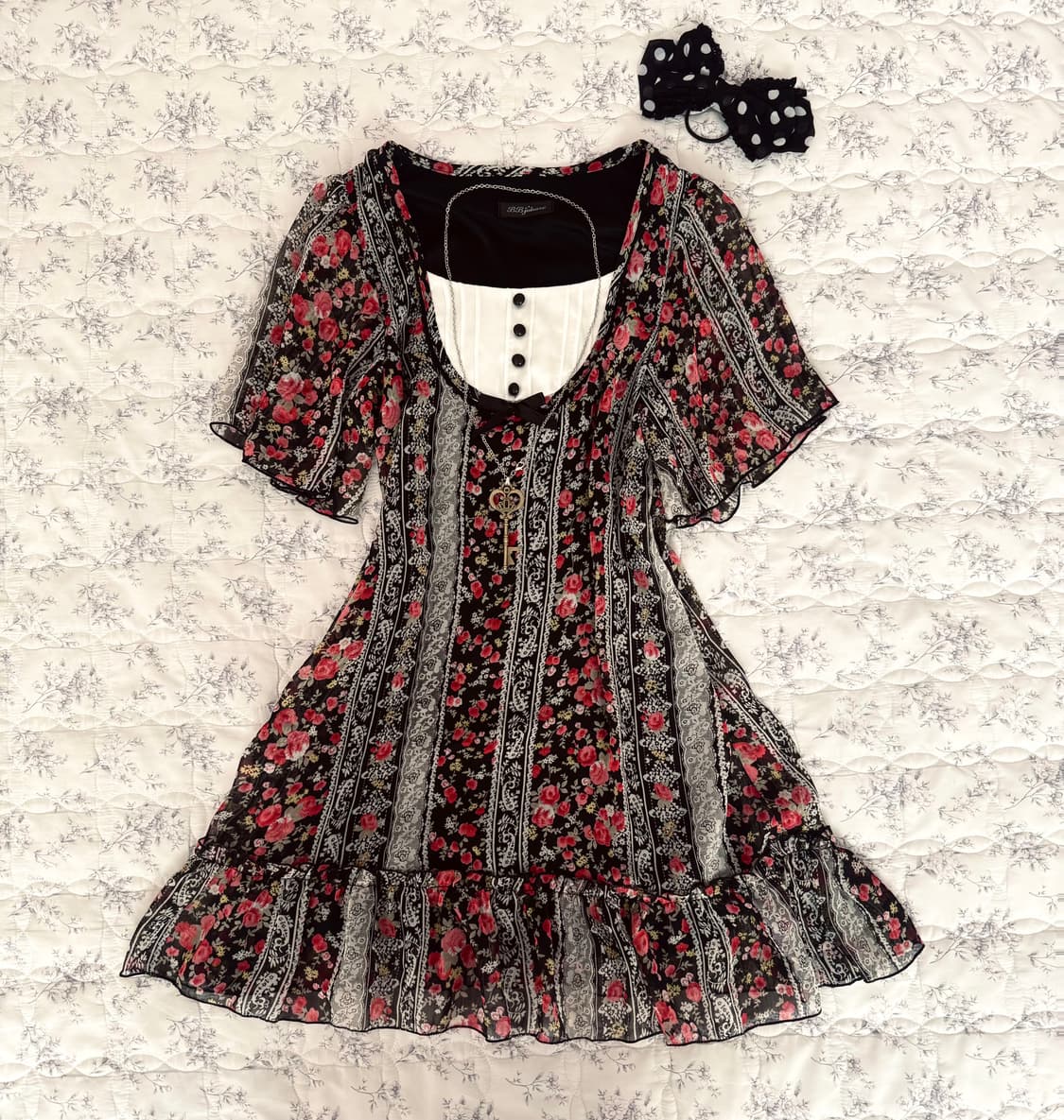 플라워 원피스 일본빈티지 로맨틱 고스로리 y2k 공겜여주 모리걸 갸루 상품이미지1
