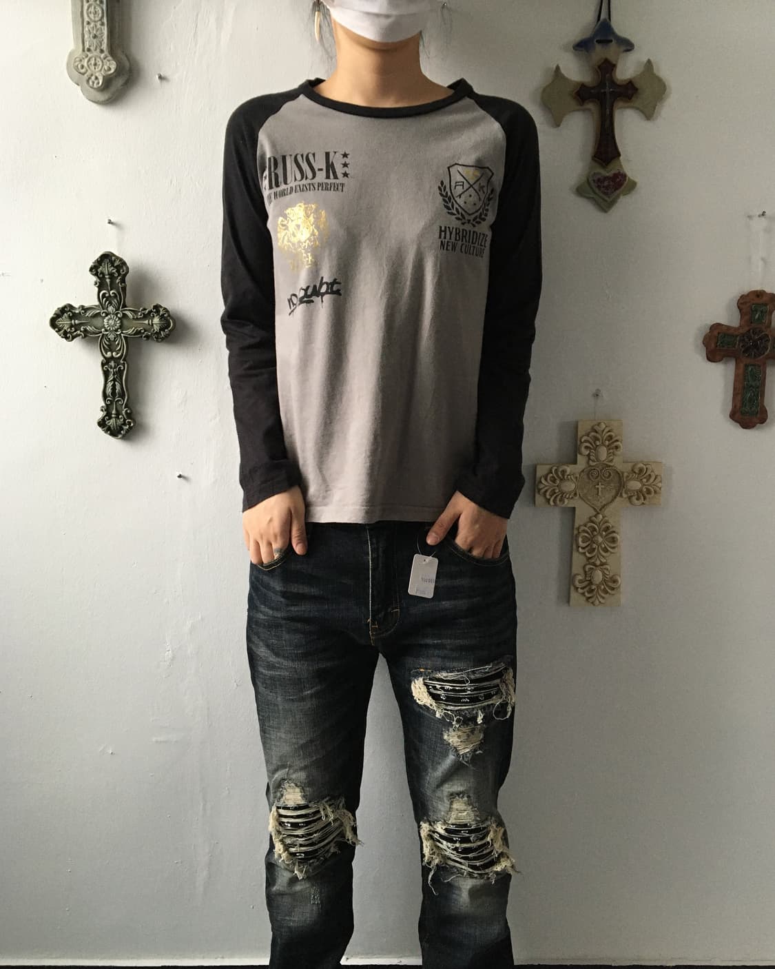 Printing point raglan sleeve 상품이미지1