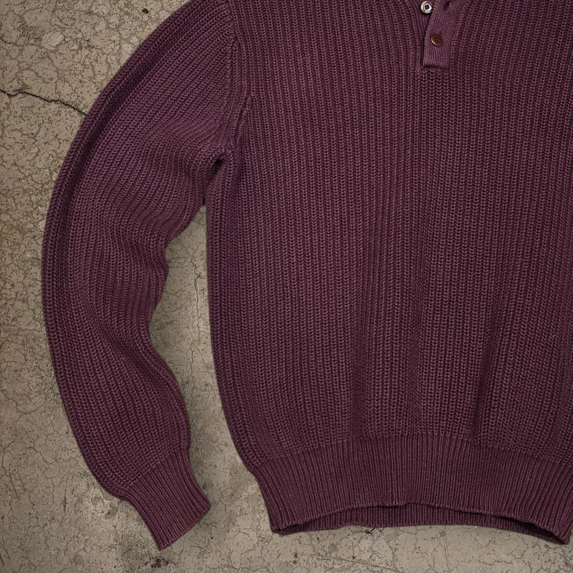 90s L.L.Bean 버건디 립니트 헨리넥 스웨터 상품이미지3