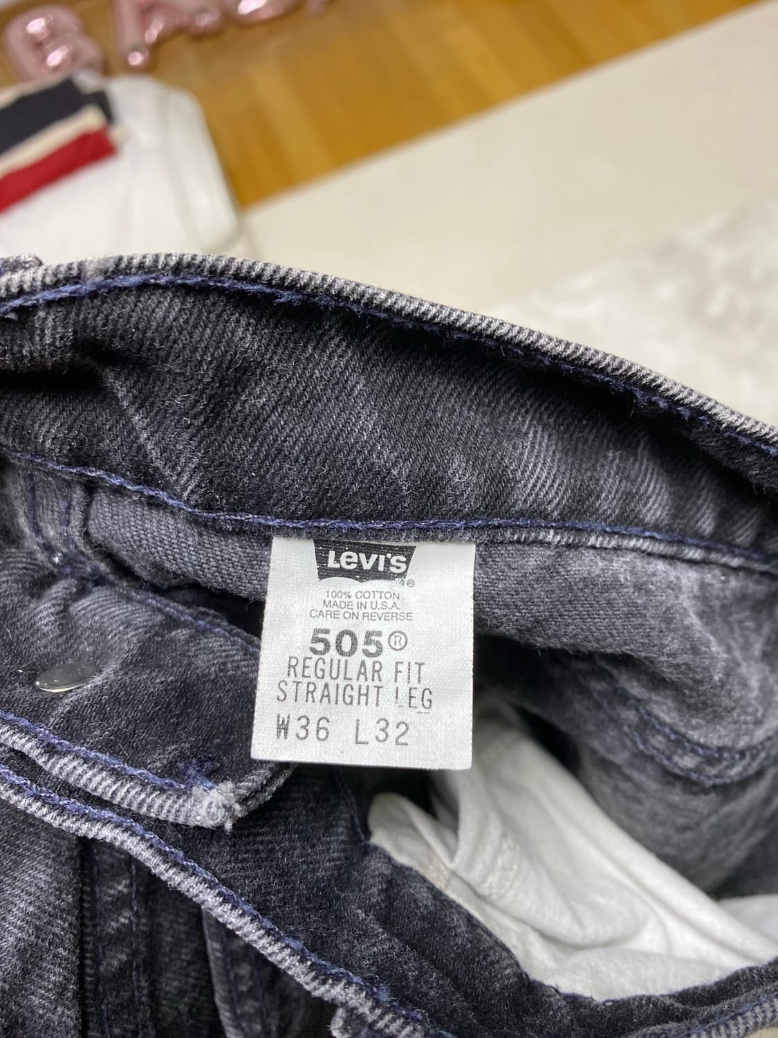 95년도 USA 리바이스 505 블랙진 오렌지탭 상품이미지4