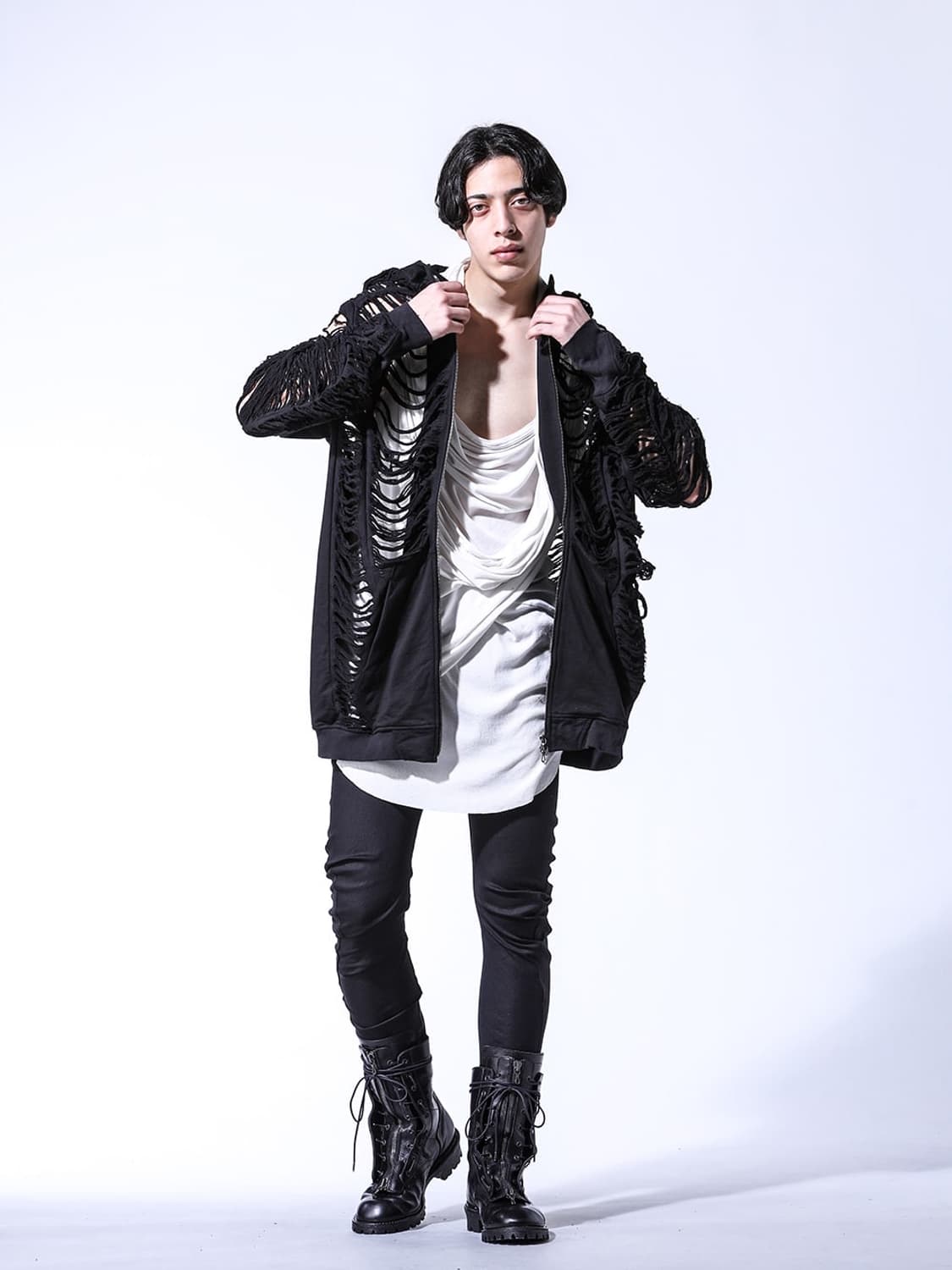 율리우스 디스트레드 후드 더블집업 자켓 상품이미지2