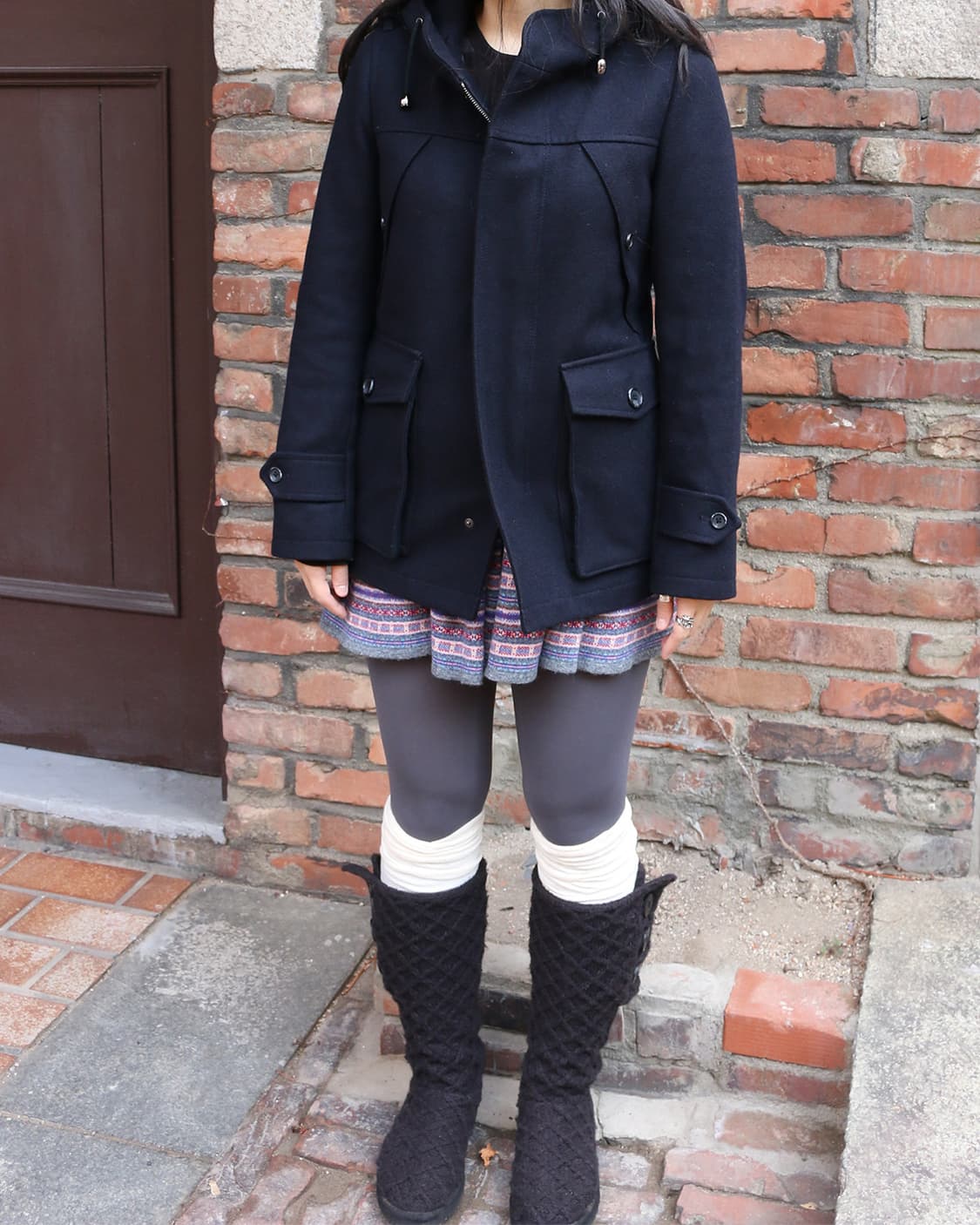 캐서린 햄넷 네이비 후드 피코트 상품이미지3