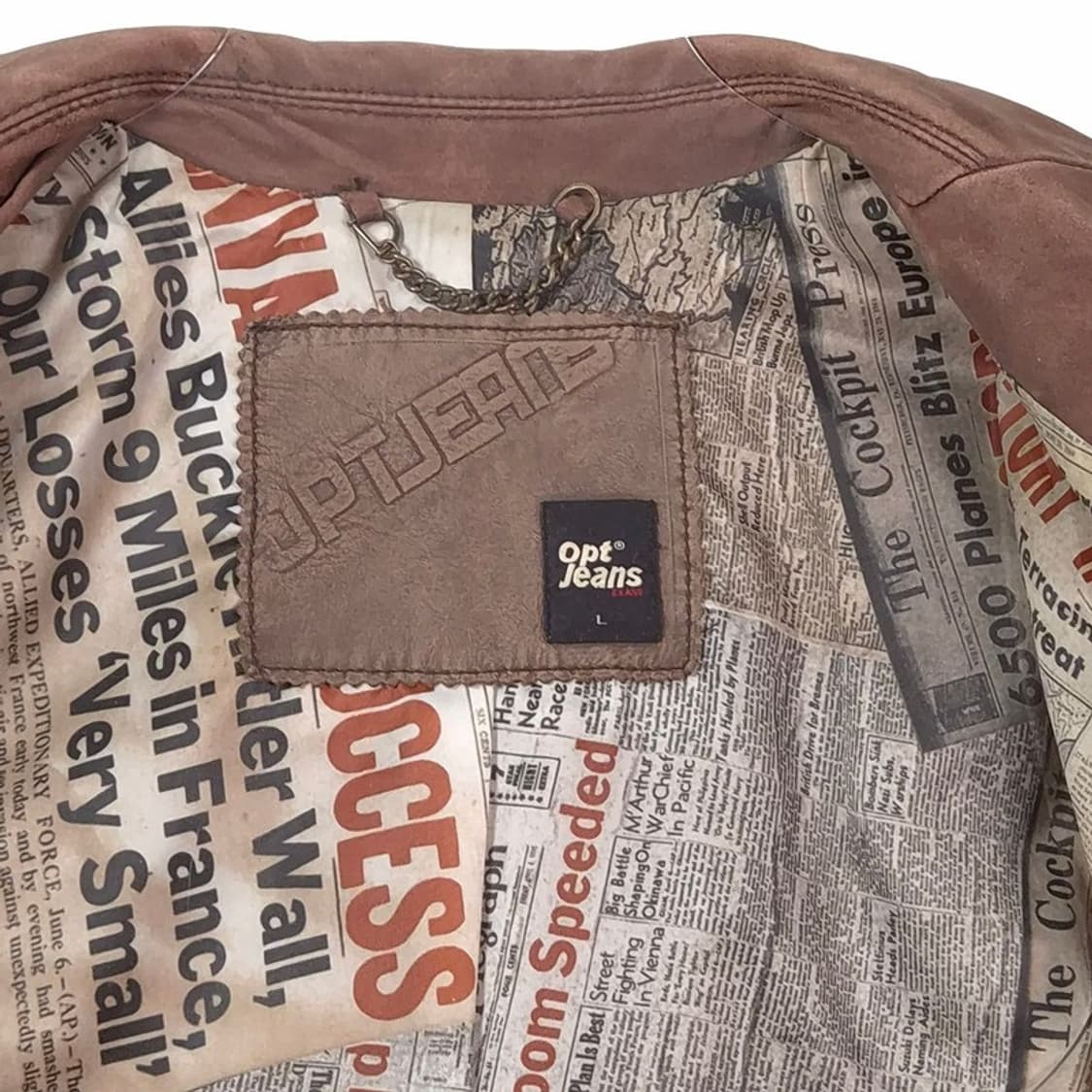 OPT JEANS 빈티지 뉴스페이퍼 안감 리얼 양가죽 블레이저 L 상품이미지7