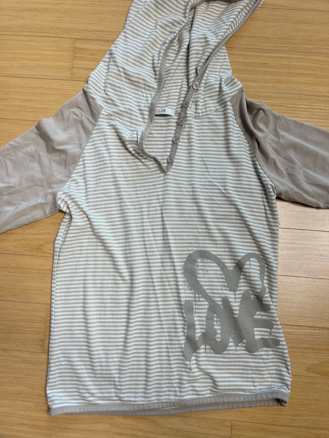 팬시클럽 러브 스트라이프 후드 베이지 상품이미지7