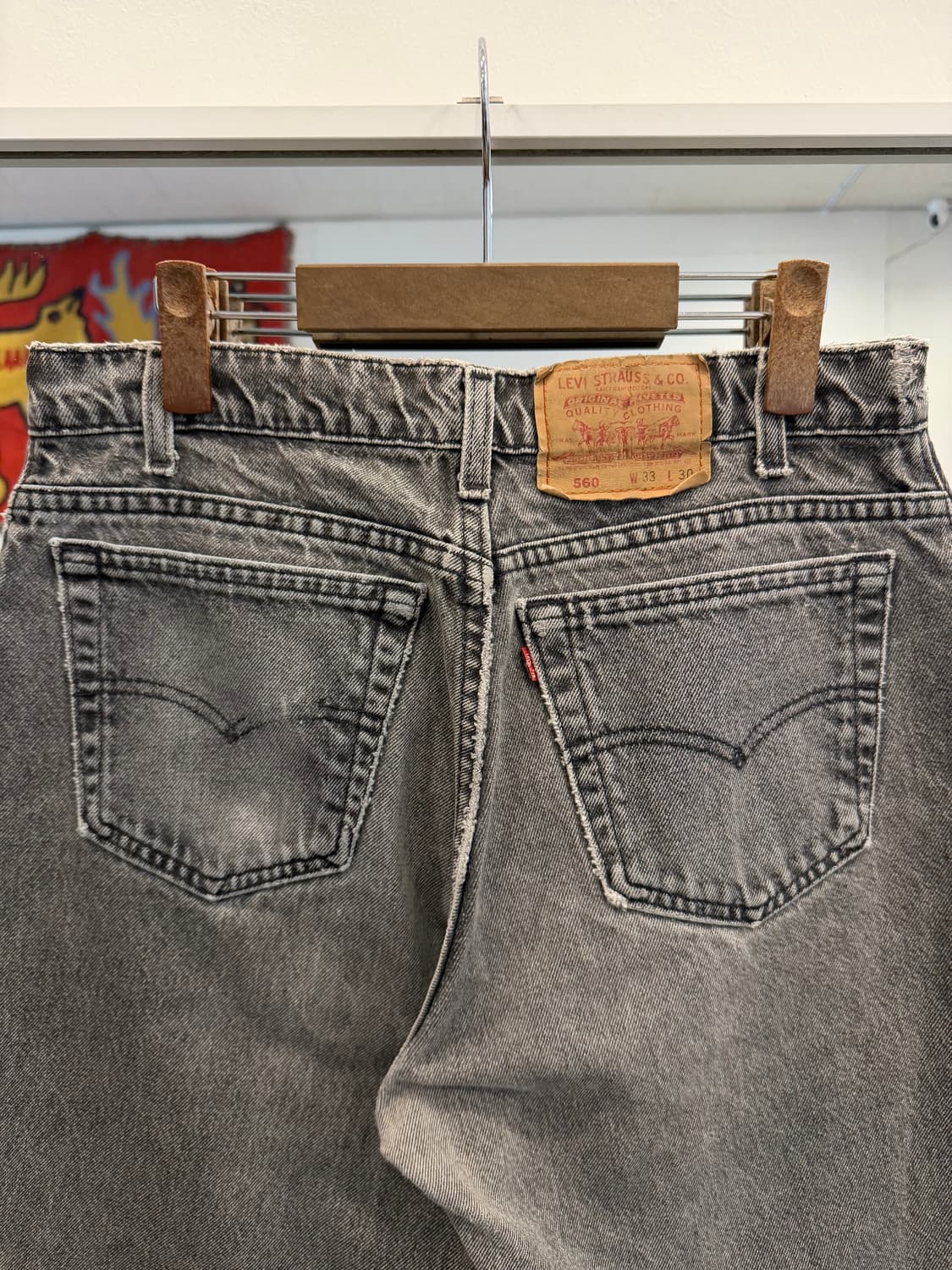 90s Levis 리바이스 560 흑청 컷오프 데님 쇼츠 (USA)) 상품이미지6