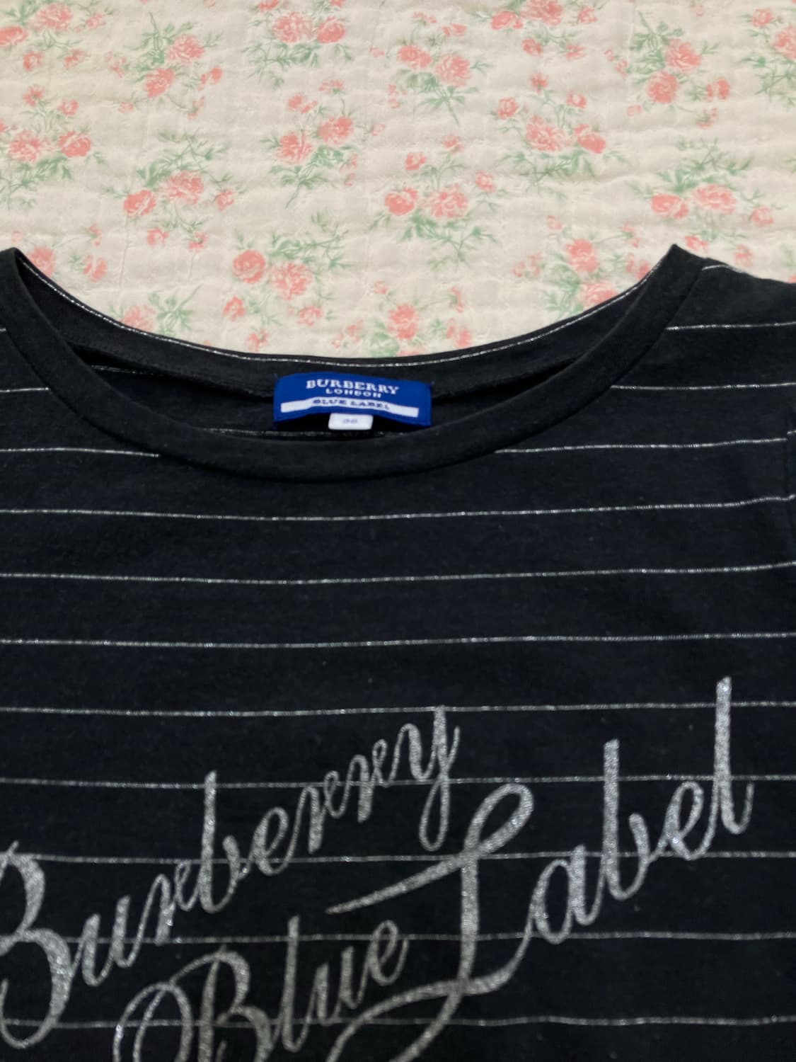 버버리 실버 스트라이프 프린팅 반팔 1076 모리걸 y2k 스트릿 갸루  상품이미지6