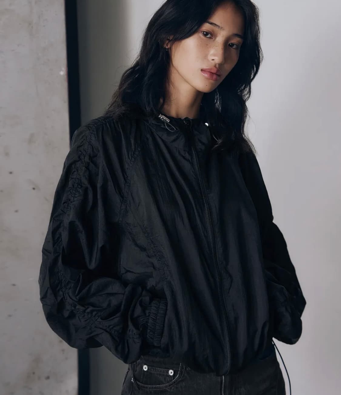 퍼커링 시어 윈드 자켓 [BLACK] 상품이미지1