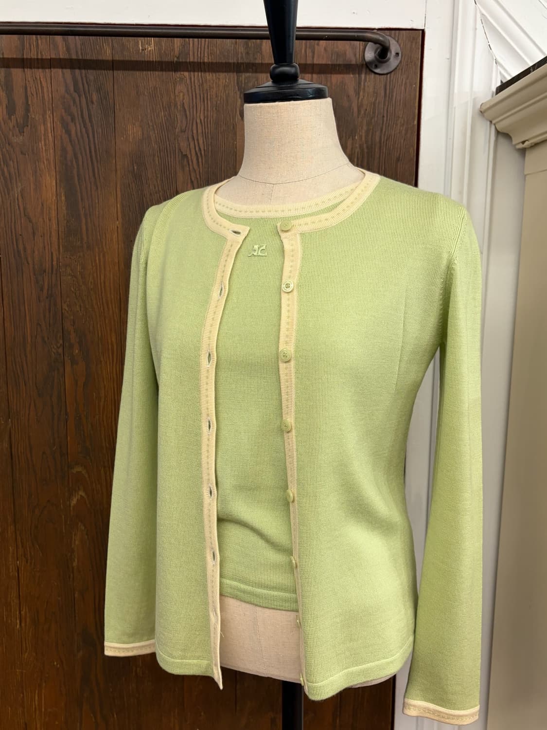 꾸레쥬 정품 그린 니트 가디건 앙상블 상품이미지2