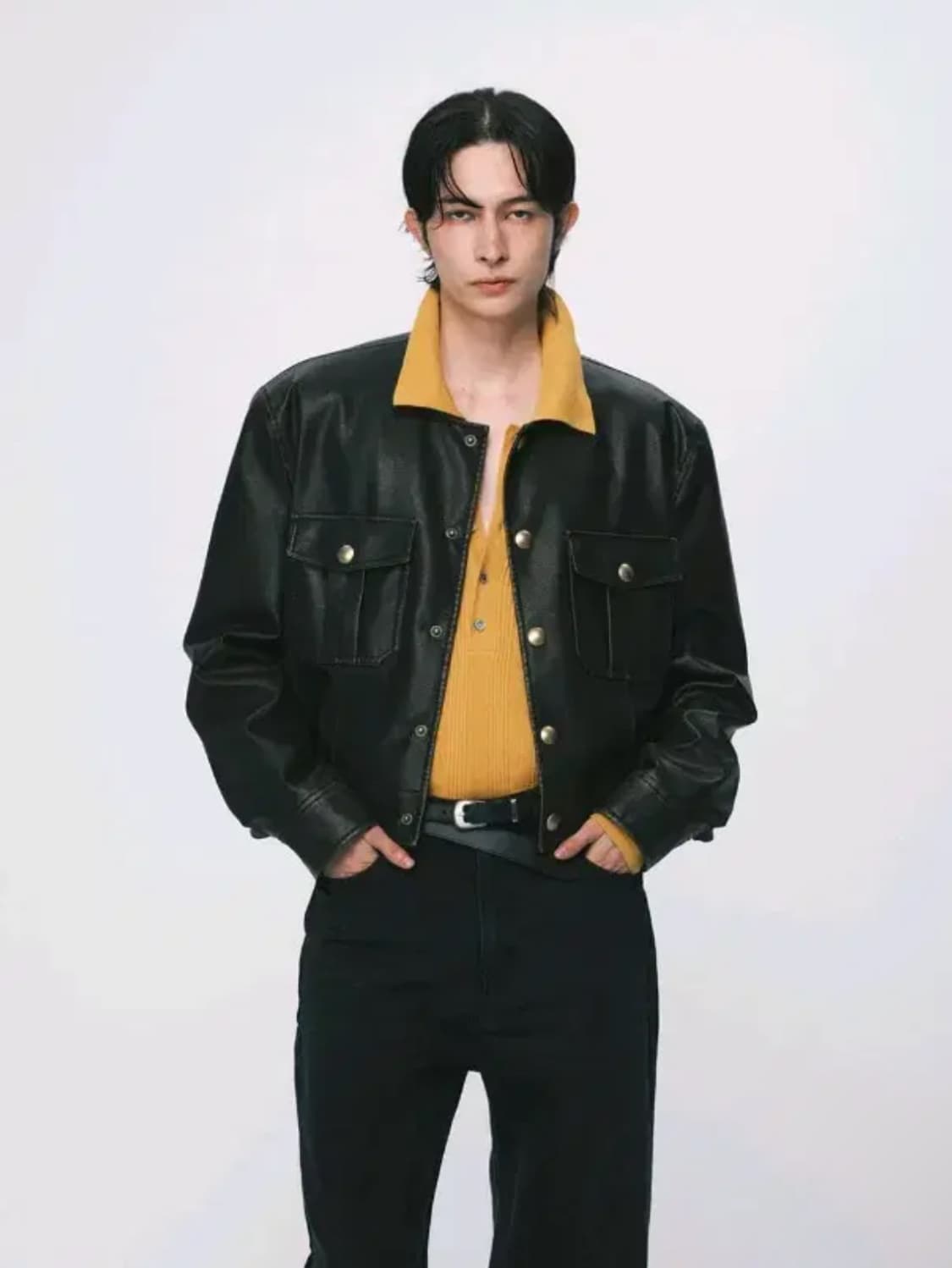 노이스 24fw 퓨어 카라 레더자켓 상품이미지1