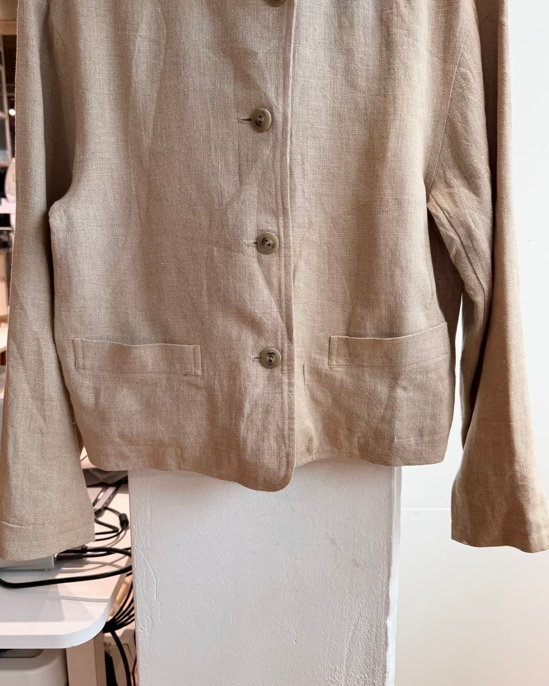 이세이미야케 브라운 린넨 크롭 후디 자켓  상품이미지6