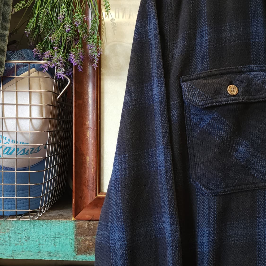 90s 아메리칸 빈티지 체크셔츠 헤비 플란넬 워크셔츠 다크 블루 2xl 상품이미지6