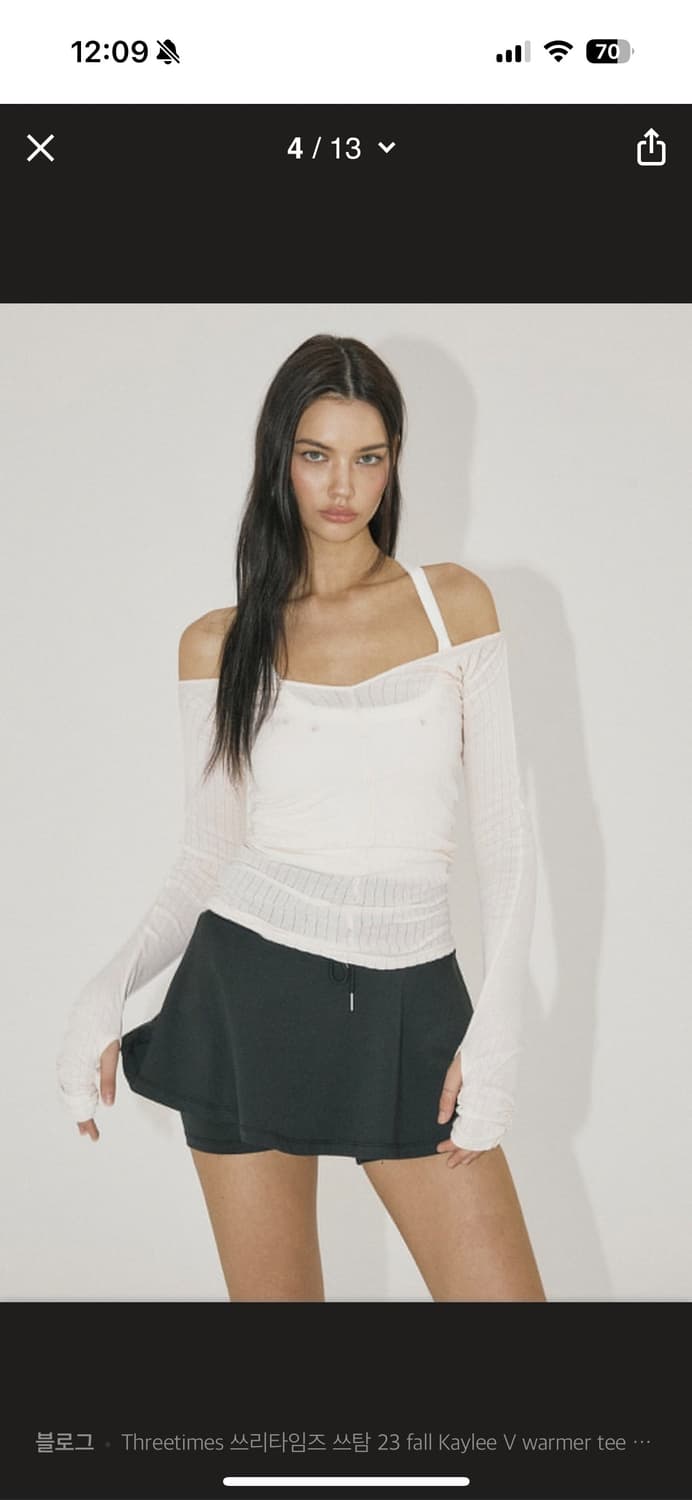 쓰리타임즈 v넥탑 화이트 상품이미지1