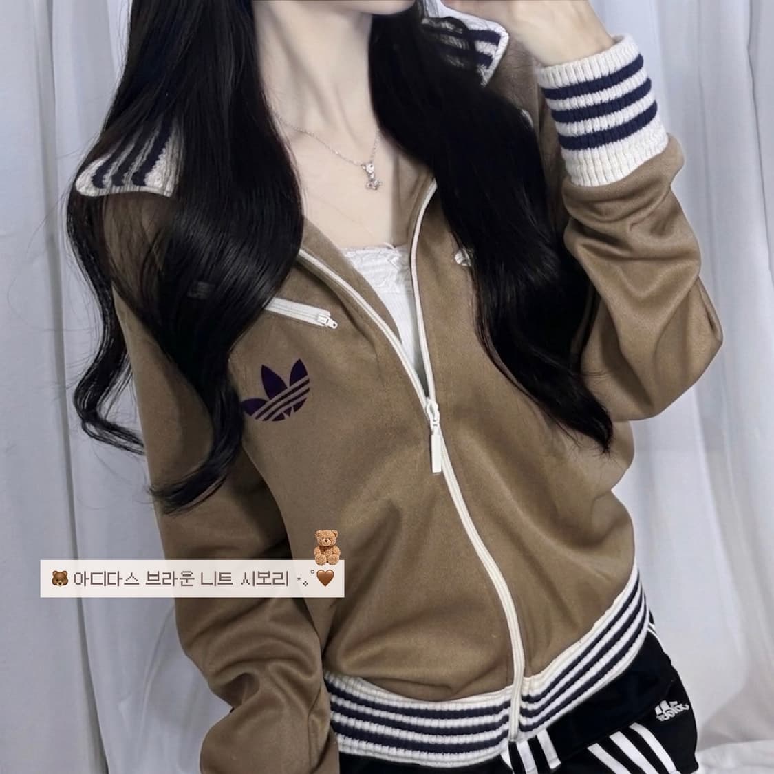 🐰아디다스 브라운 니트 시보리 포인트 고급 트랙탑🐻🤎 상품이미지1