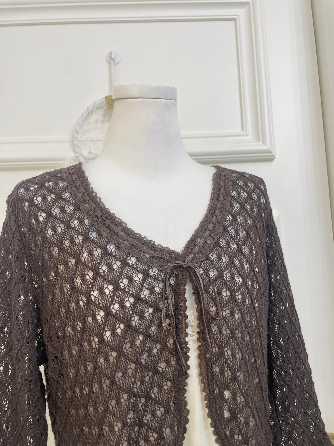 brown bow point crochet cardigan 상품이미지6