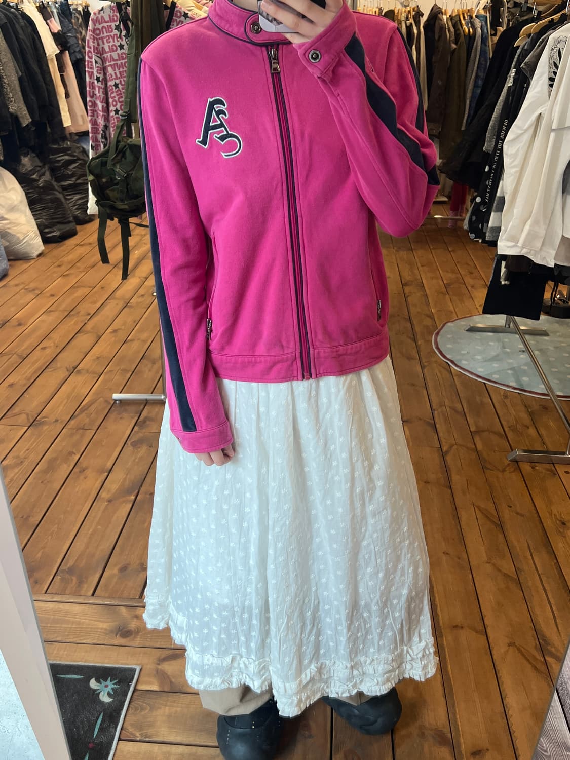 Asics 로고 딥 핑크 집업 상품이미지5