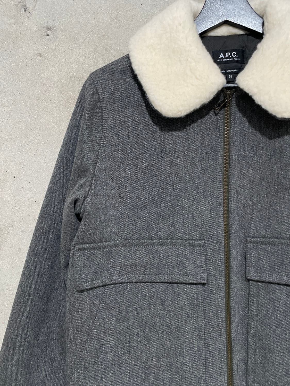 아페쎄 그레이 퍼 시어링 울 자켓 상품이미지2