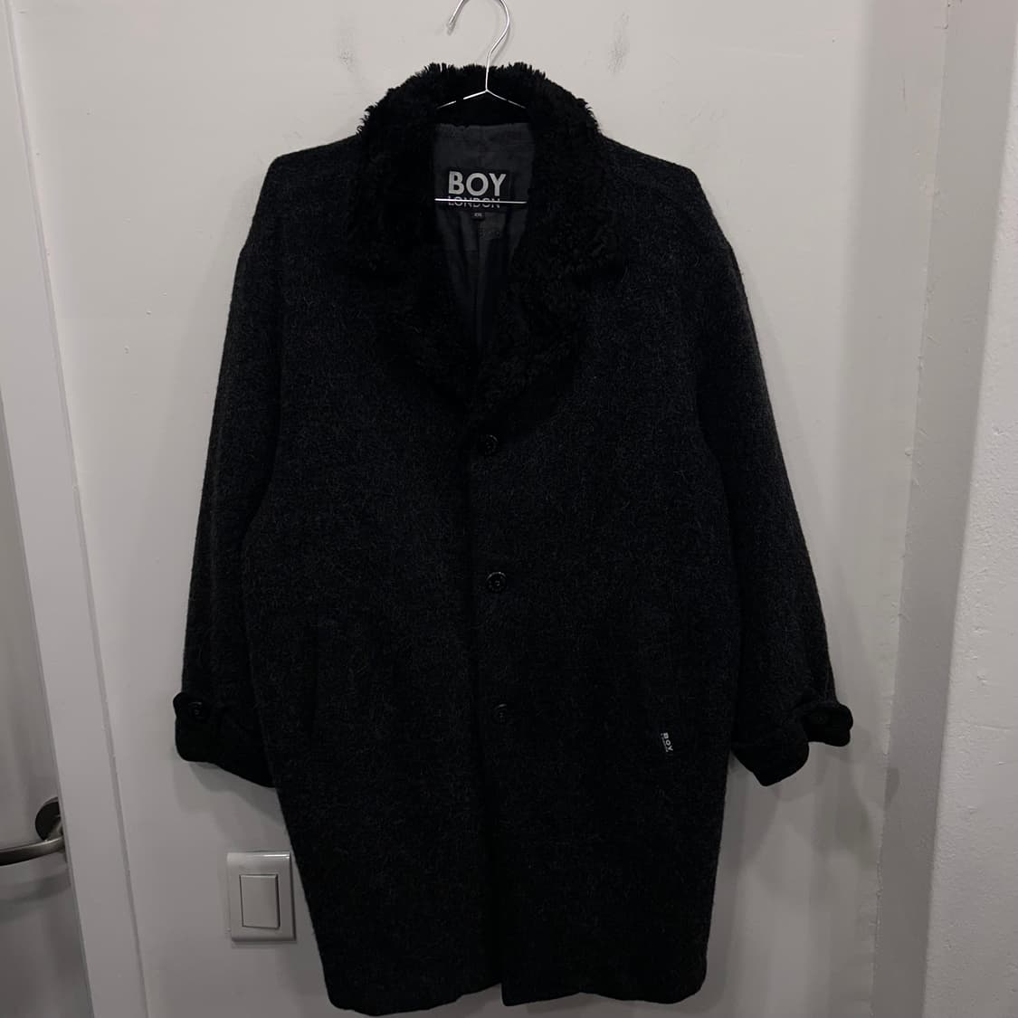 보이런던 울 부클 헤어리카라 모직 롱코트 상품이미지2