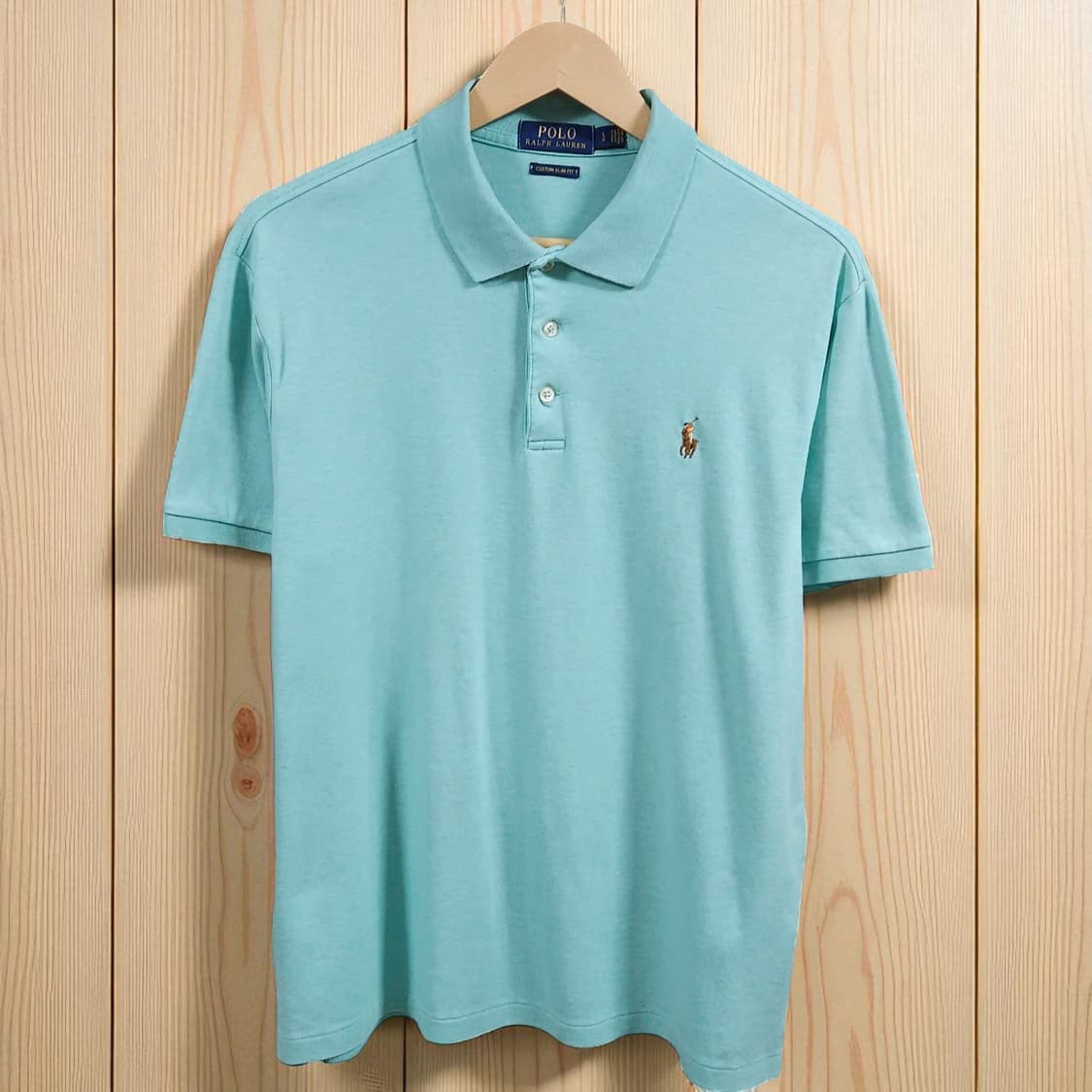 105)POLO 폴로 피마코튼 반팔 카라티 커스텀슬림핏 민트 상품이미지1