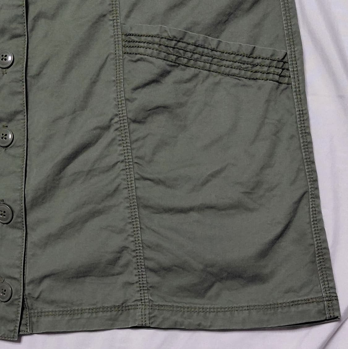 [M] 사브로쿠(SABUROKU) 빈티지 카키 워크웨어 버튼 원피스 상품이미지5