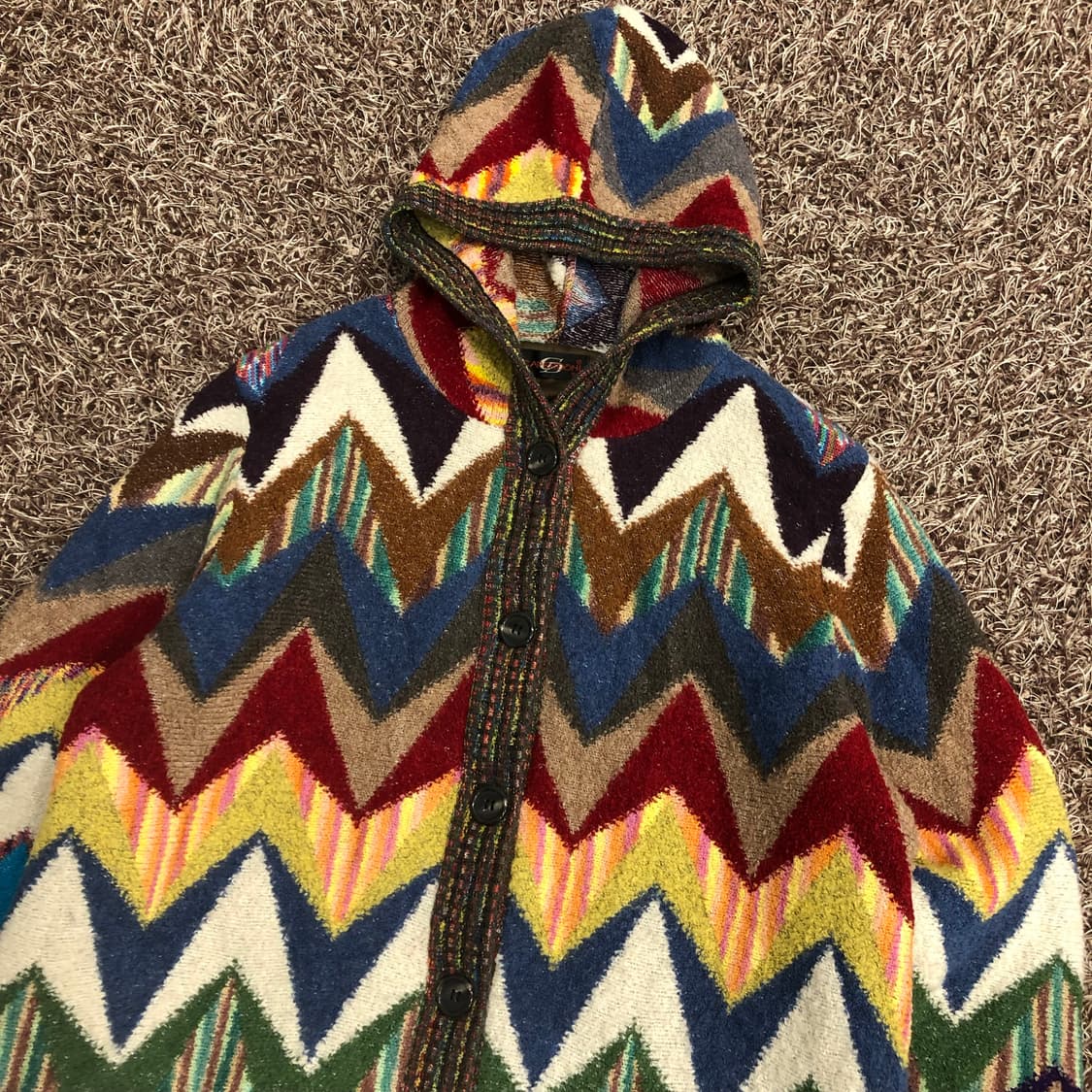 Caperdoni 멀티컬러 패턴 후드 가디건 상품이미지2